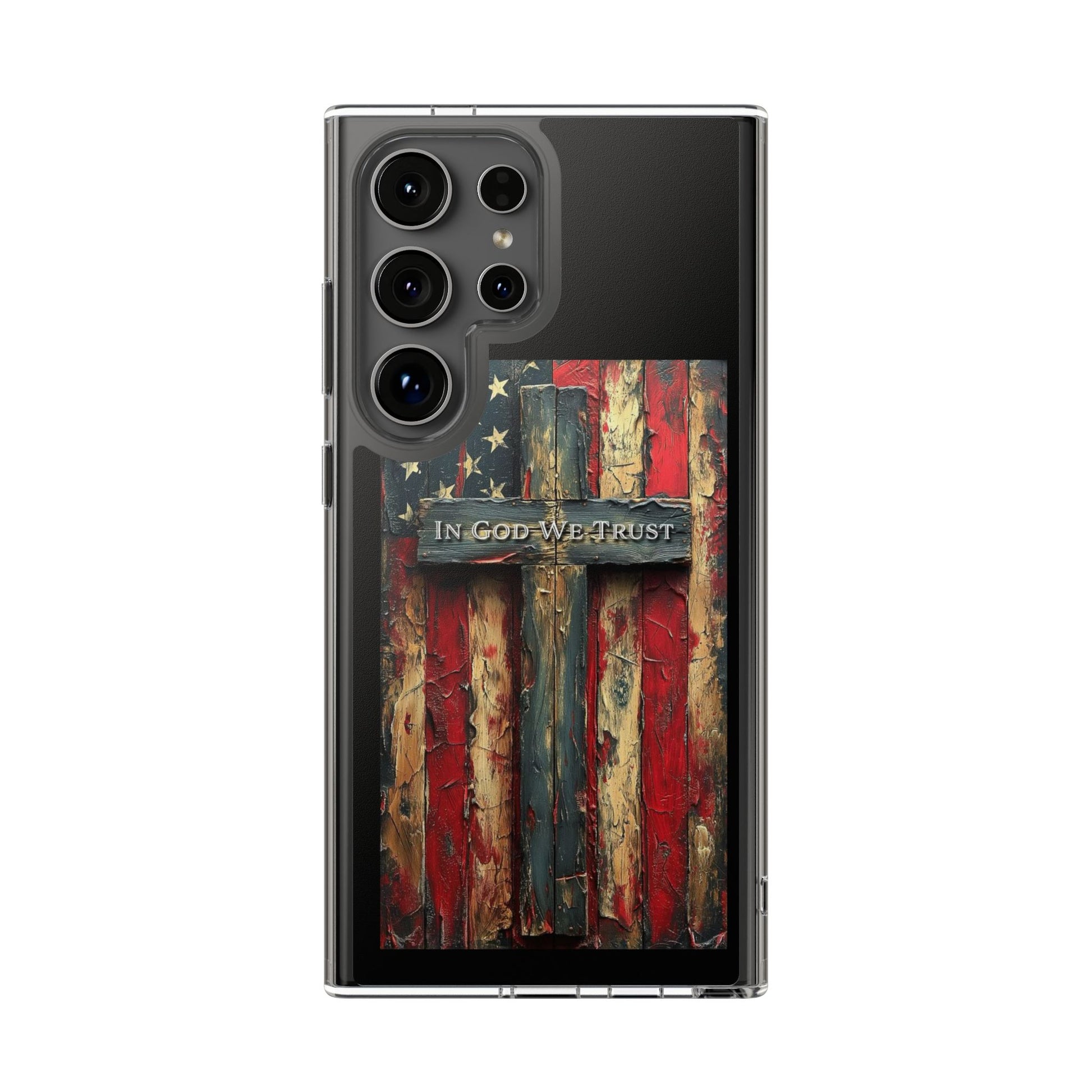 In God We Trust American Flag Clear Case for Iphone Samsung, Religious