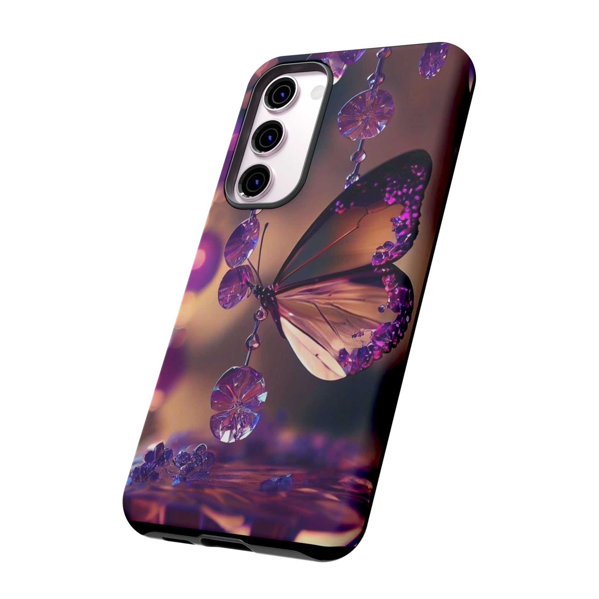 Purple Butterfly Tough Cases for iPhones, Samsung, and Pixel