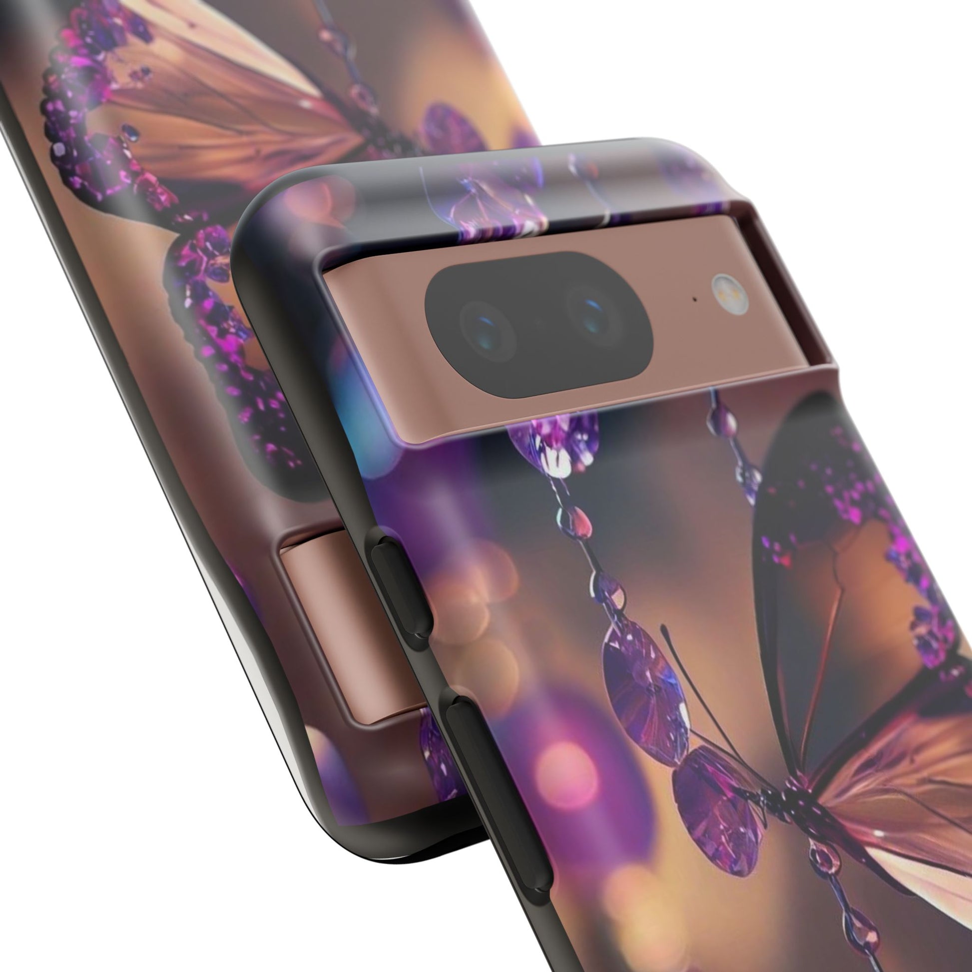 Purple Butterfly Tough Cases for iPhones, Samsung, and Pixel