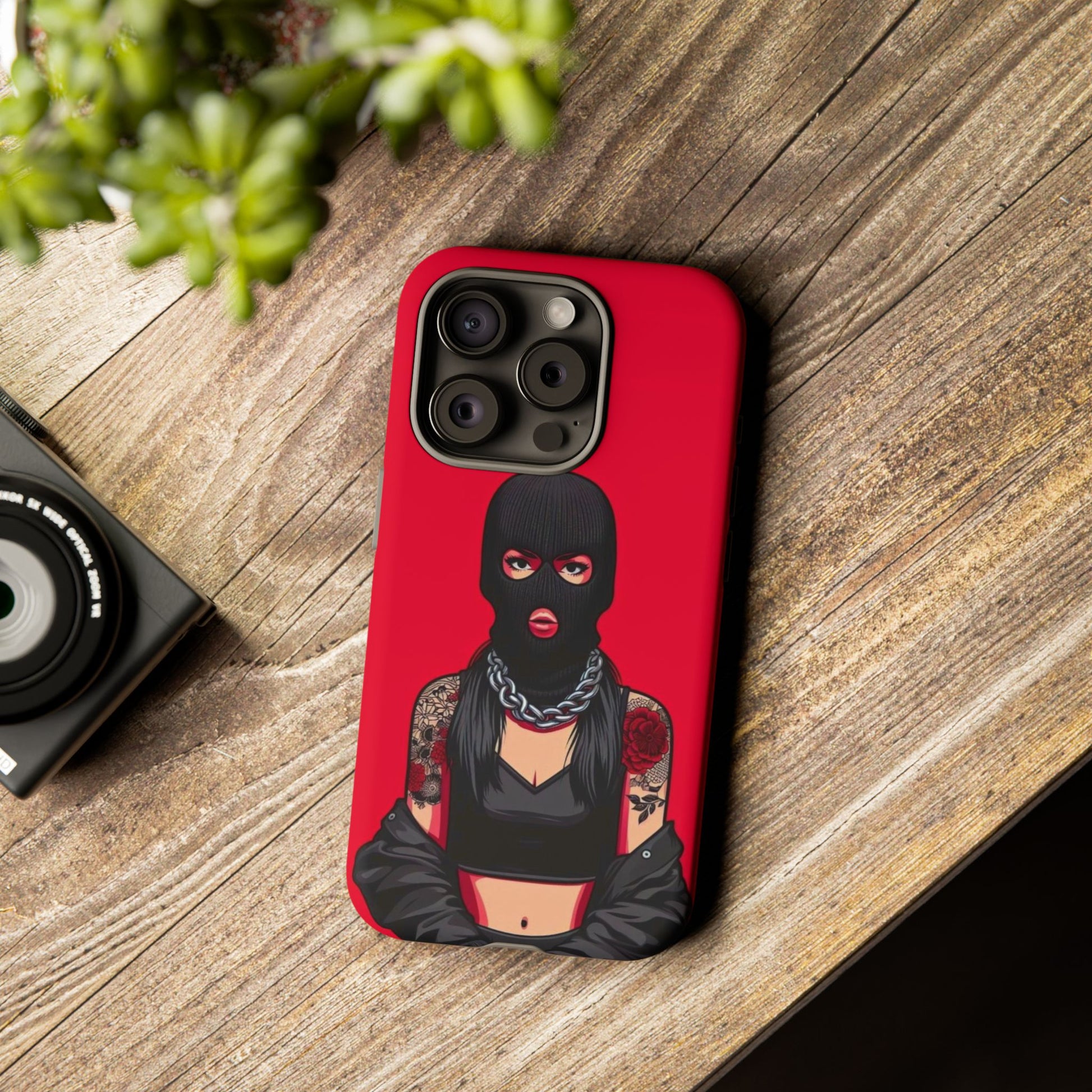 Thug Girl Red Design Tough Cases for iPhones, Samsung, and Pixel