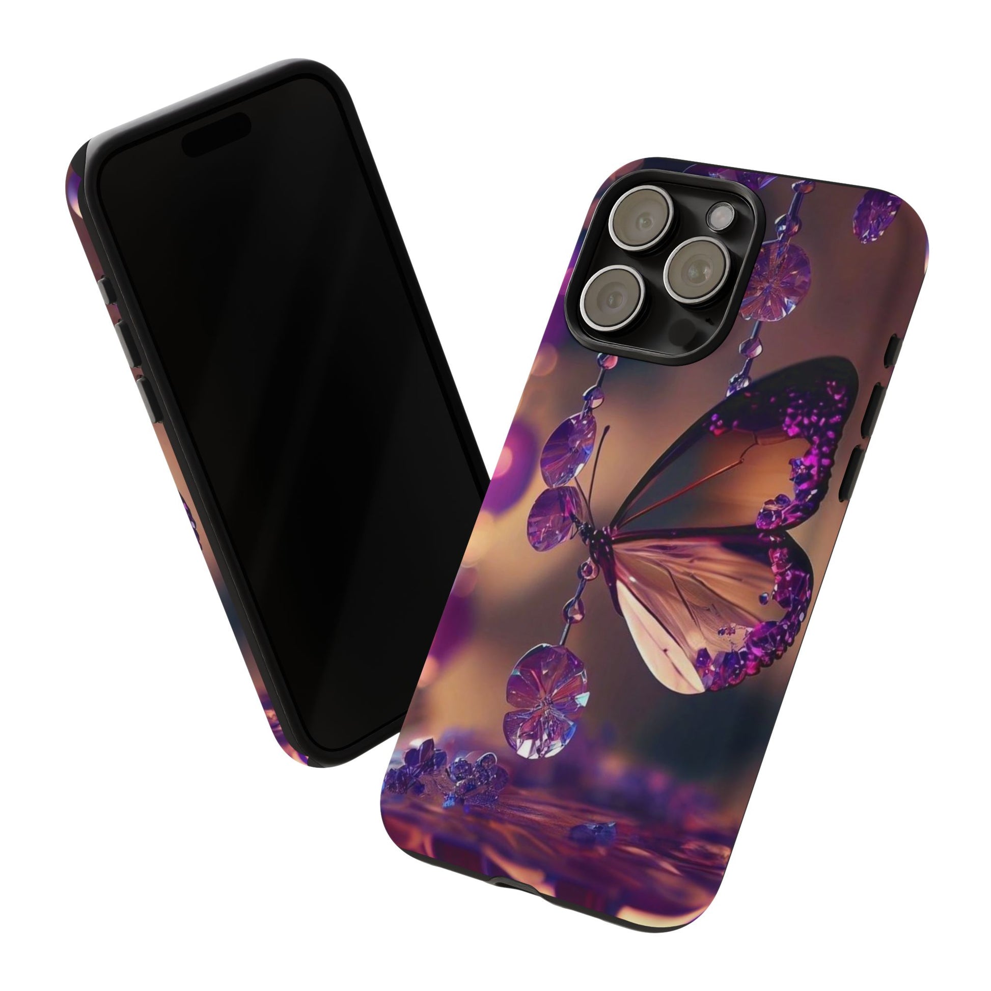 Purple Butterfly Tough Cases for iPhones, Samsung, and Pixel