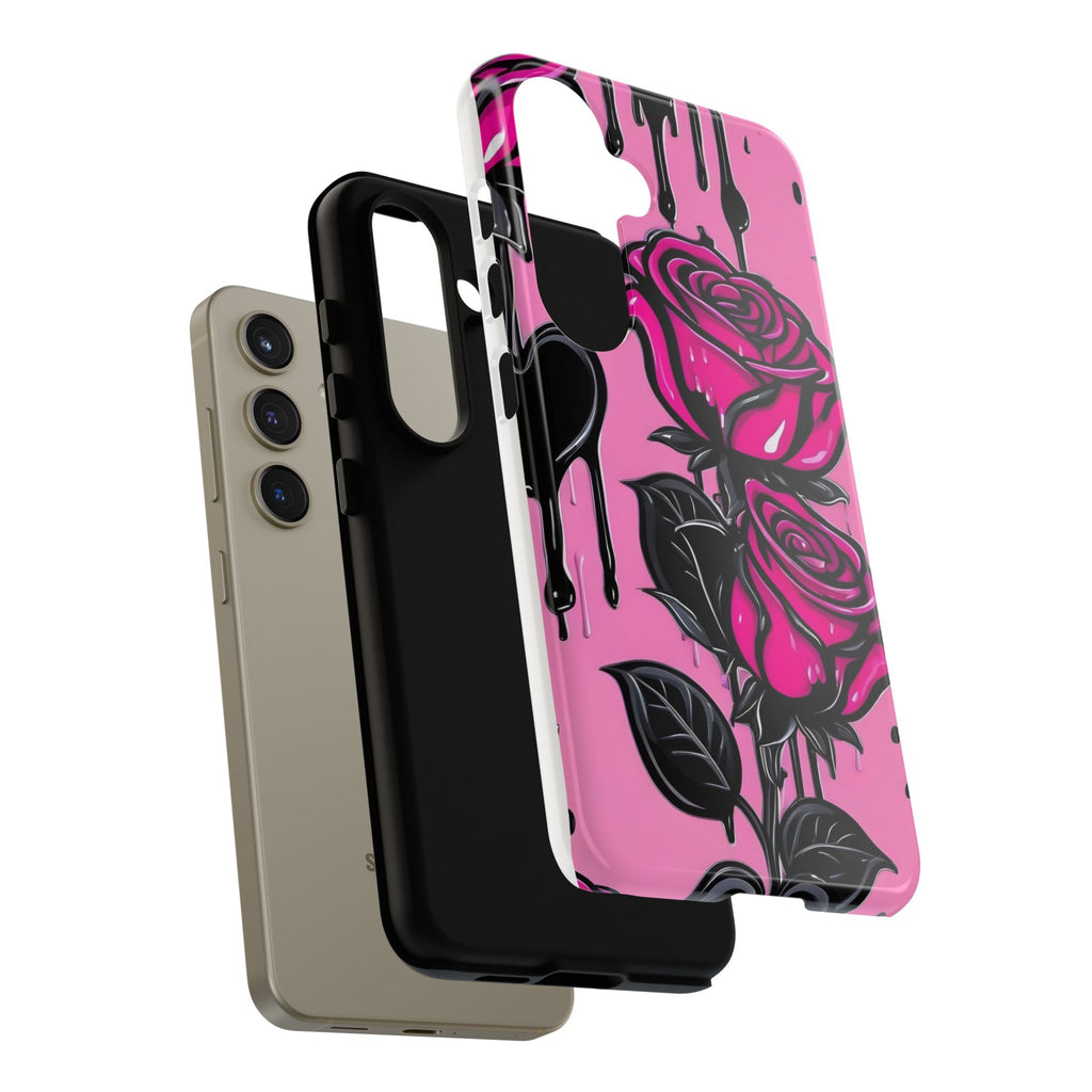 Pink Rose Tough Girly Cases for iPhones, Samsung, and Pixel