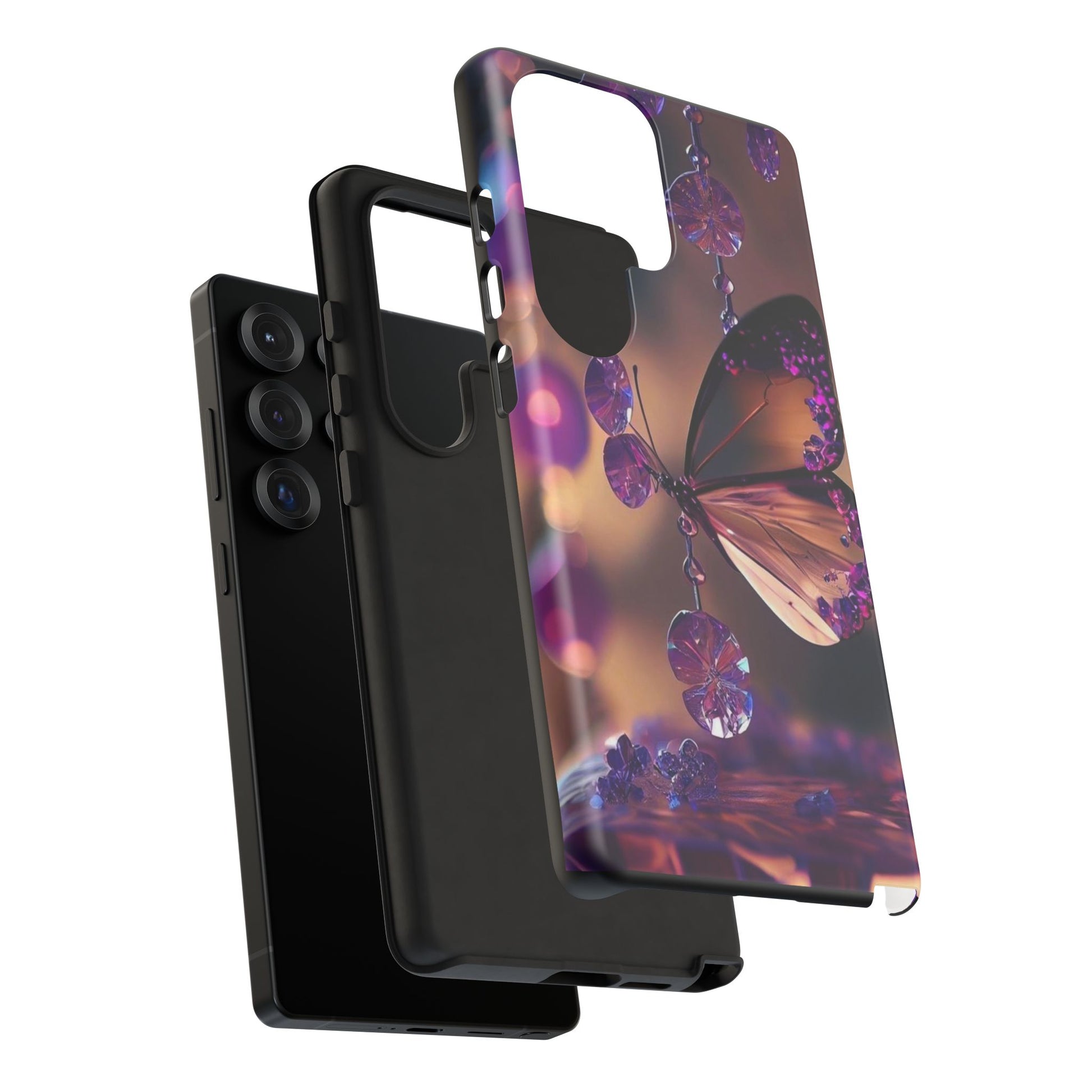 Purple Butterfly Tough Cases for iPhones, Samsung, and Pixel