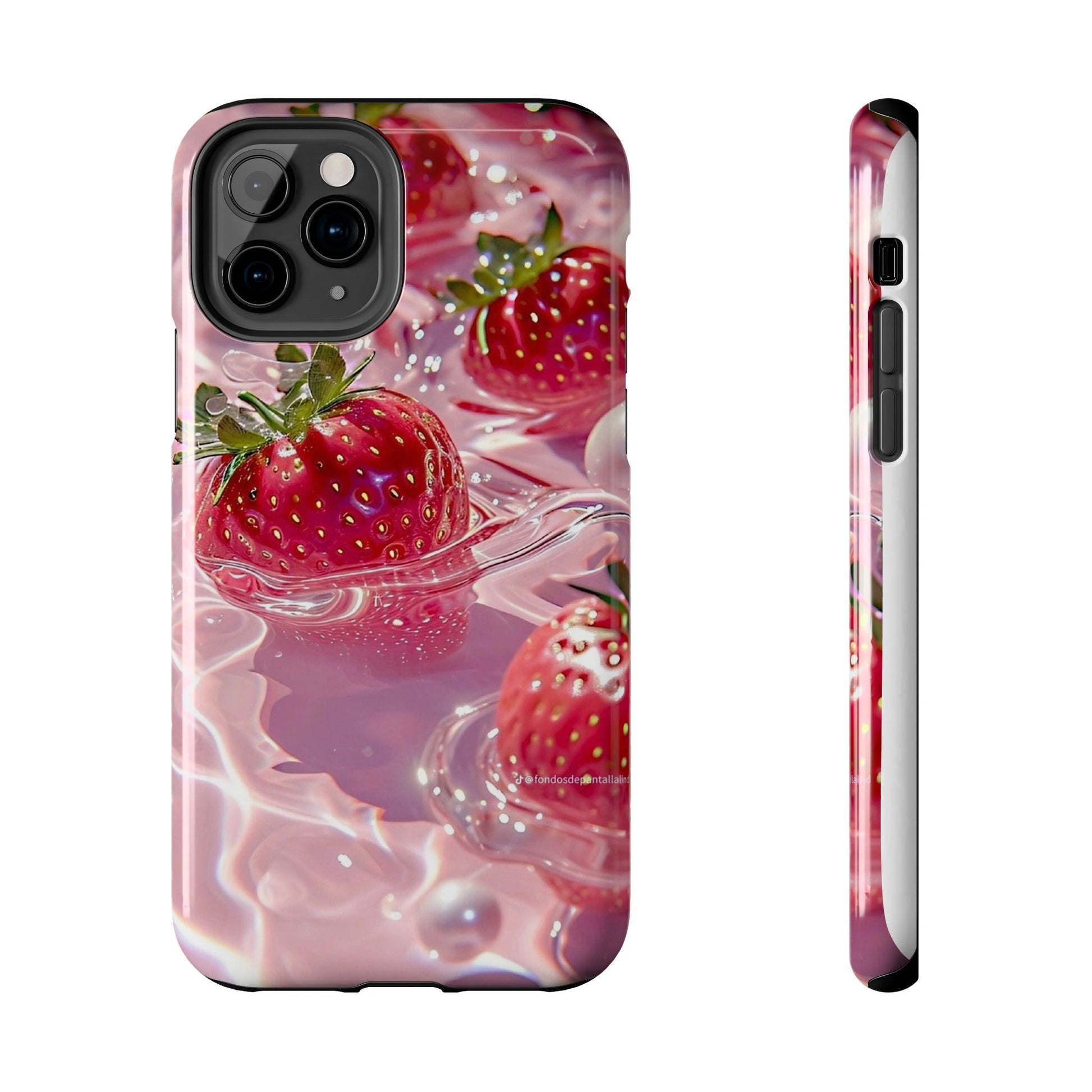 Floating Strawberries Themed Tough Phone Cases for Iphones & Samsung Phones