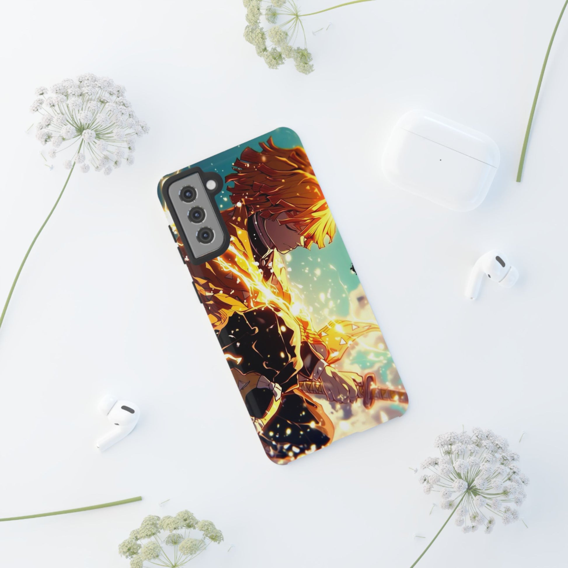 Demon Slayer Zenitsu Anime Theme Phone Case, Tough Cases for iPhones, Samsung, and Pixel