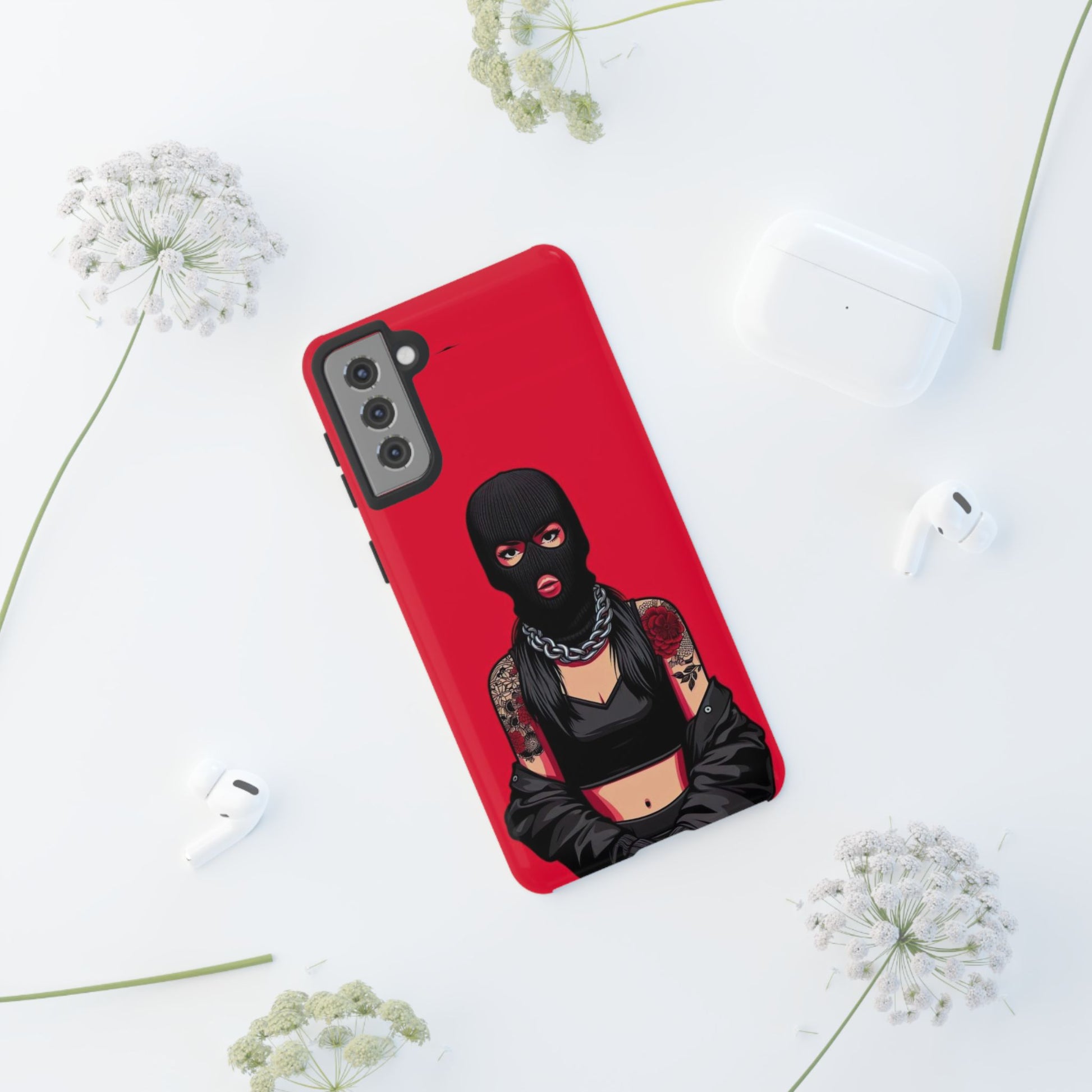 Thug Girl Red Design Tough Cases for iPhones, Samsung, and Pixel