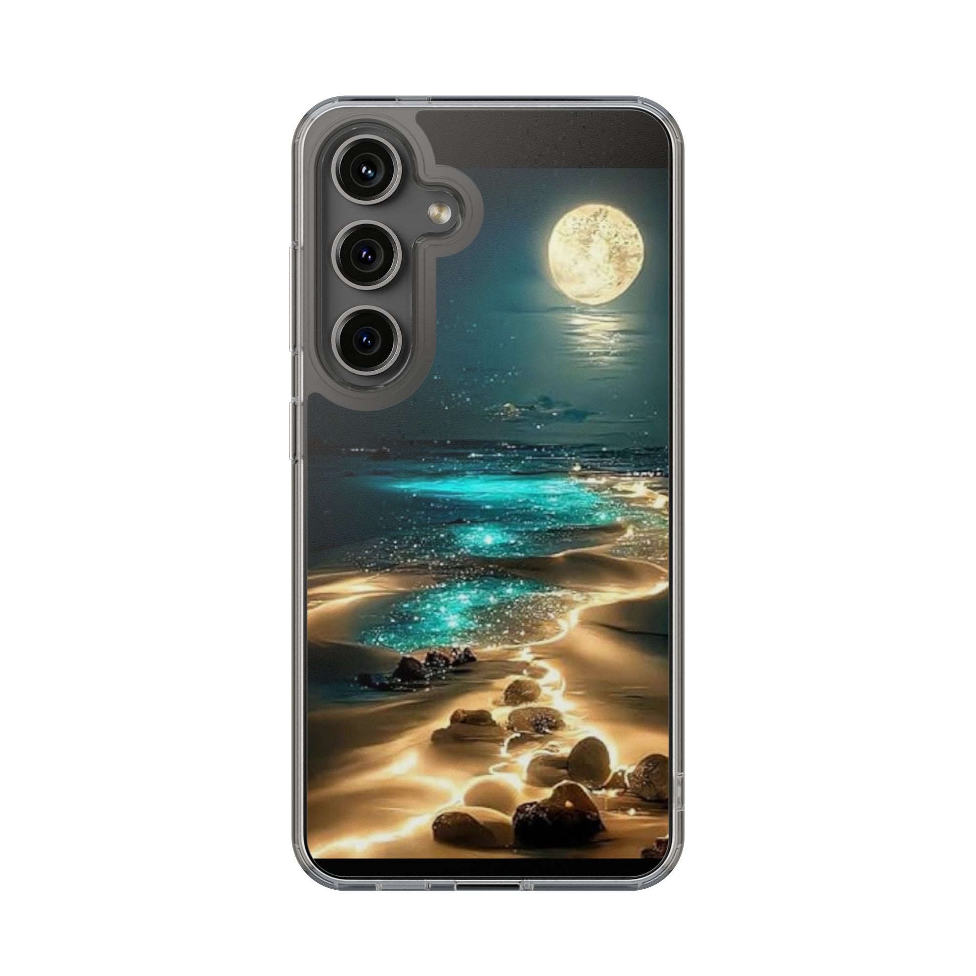 Neon Moonlight on the Beach Iphone, Samsung case