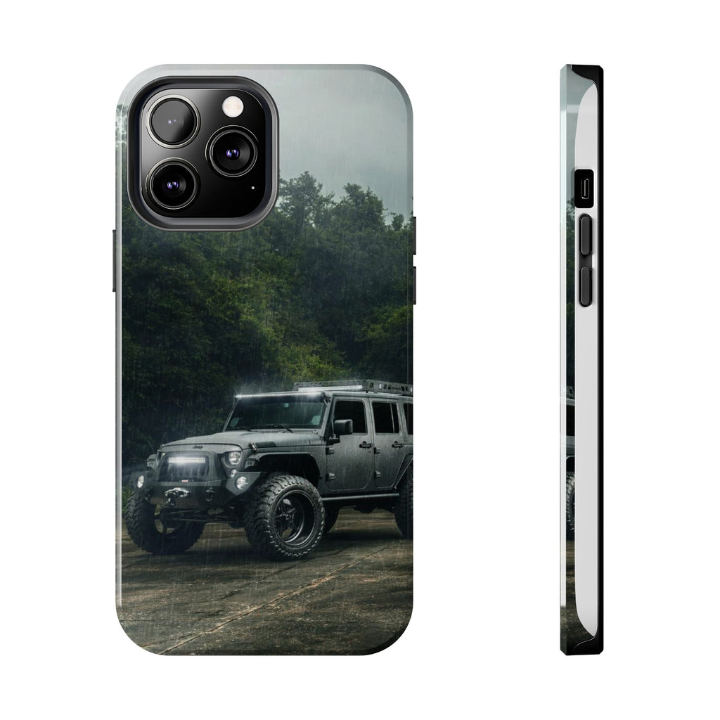 Custom Jeep in Rain Artistic Tough Phone Cases for Iphones & Samsung Phones