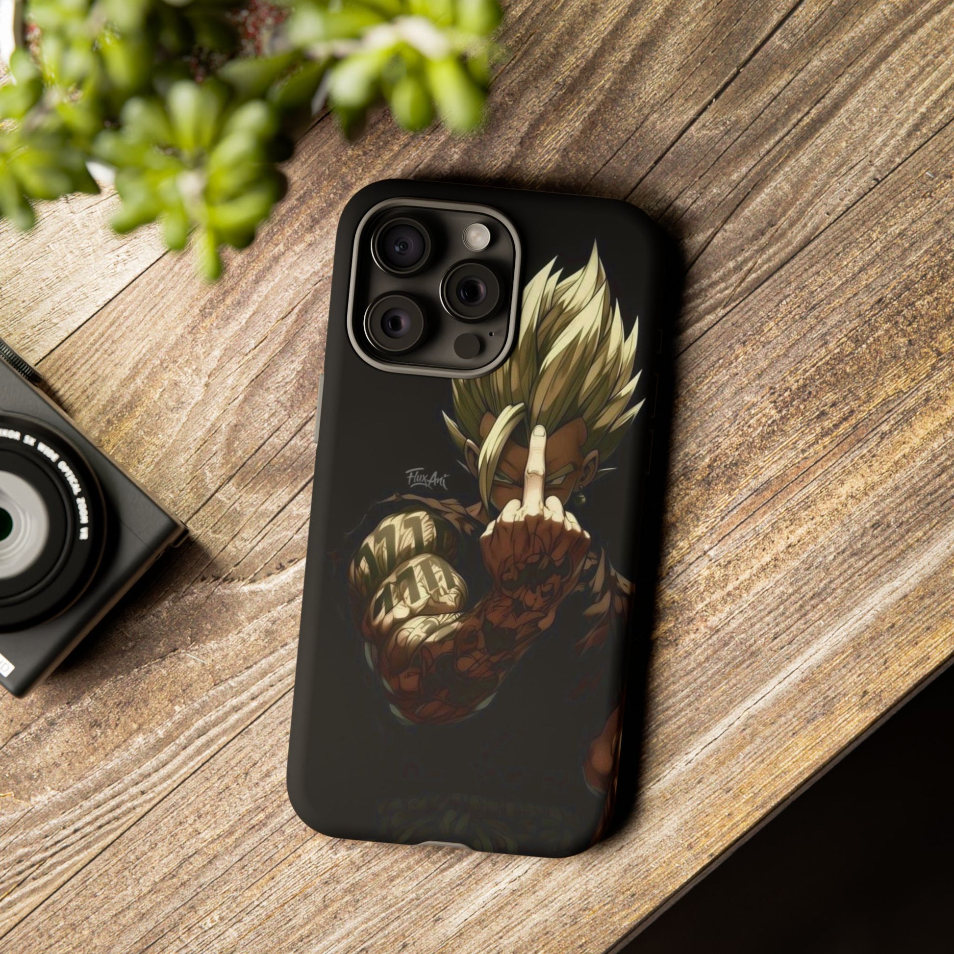 Middle Finger SS Goku Dragon Ball Z Tough Cases for iPhones, Samsung, and Pixel