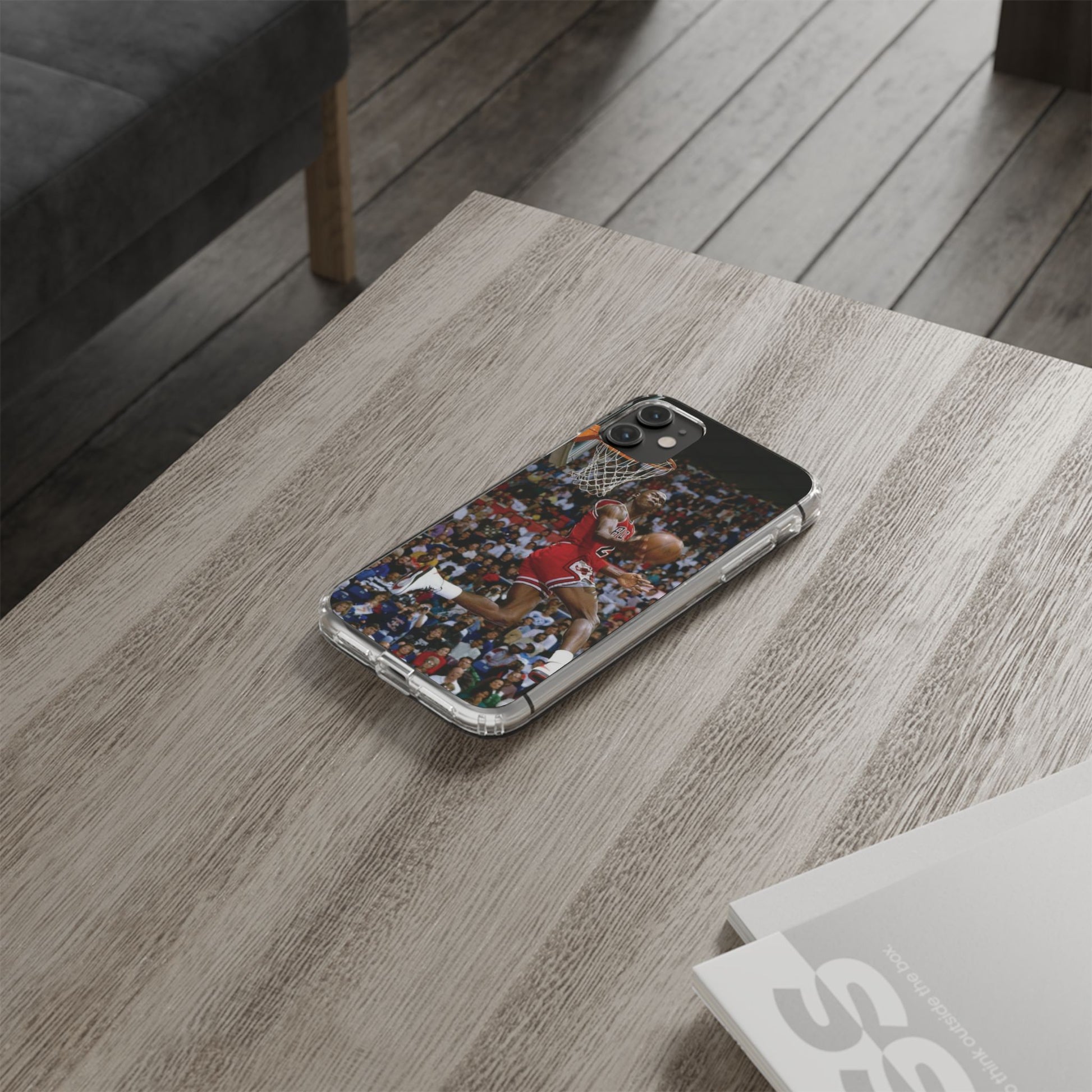 Vintage Jordan Dunk themed Basketball Inspired design Clear Phone Cases