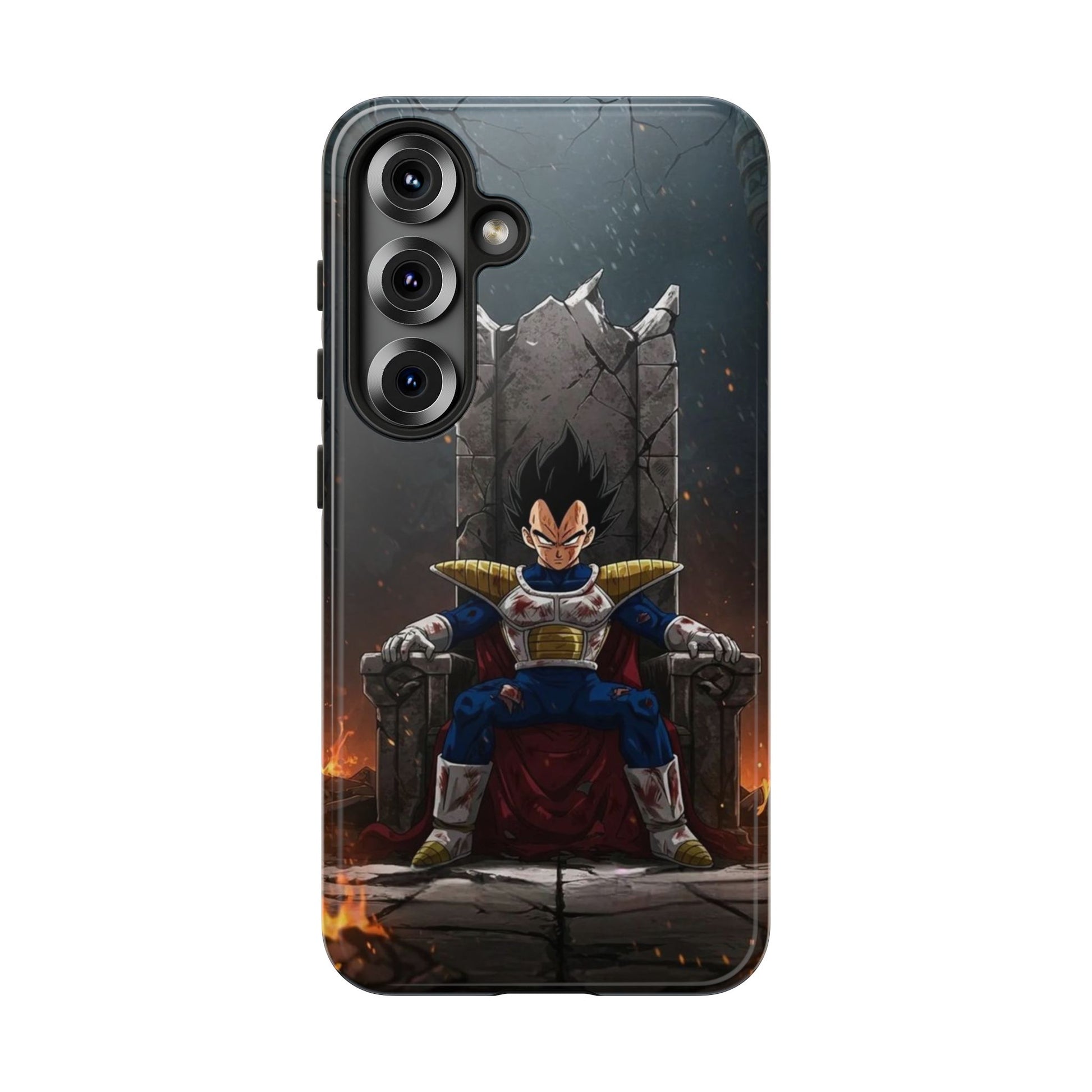 Vegeta on Throne DBZ Theme Tough Cases for iPhones, Samsung, and Pixel