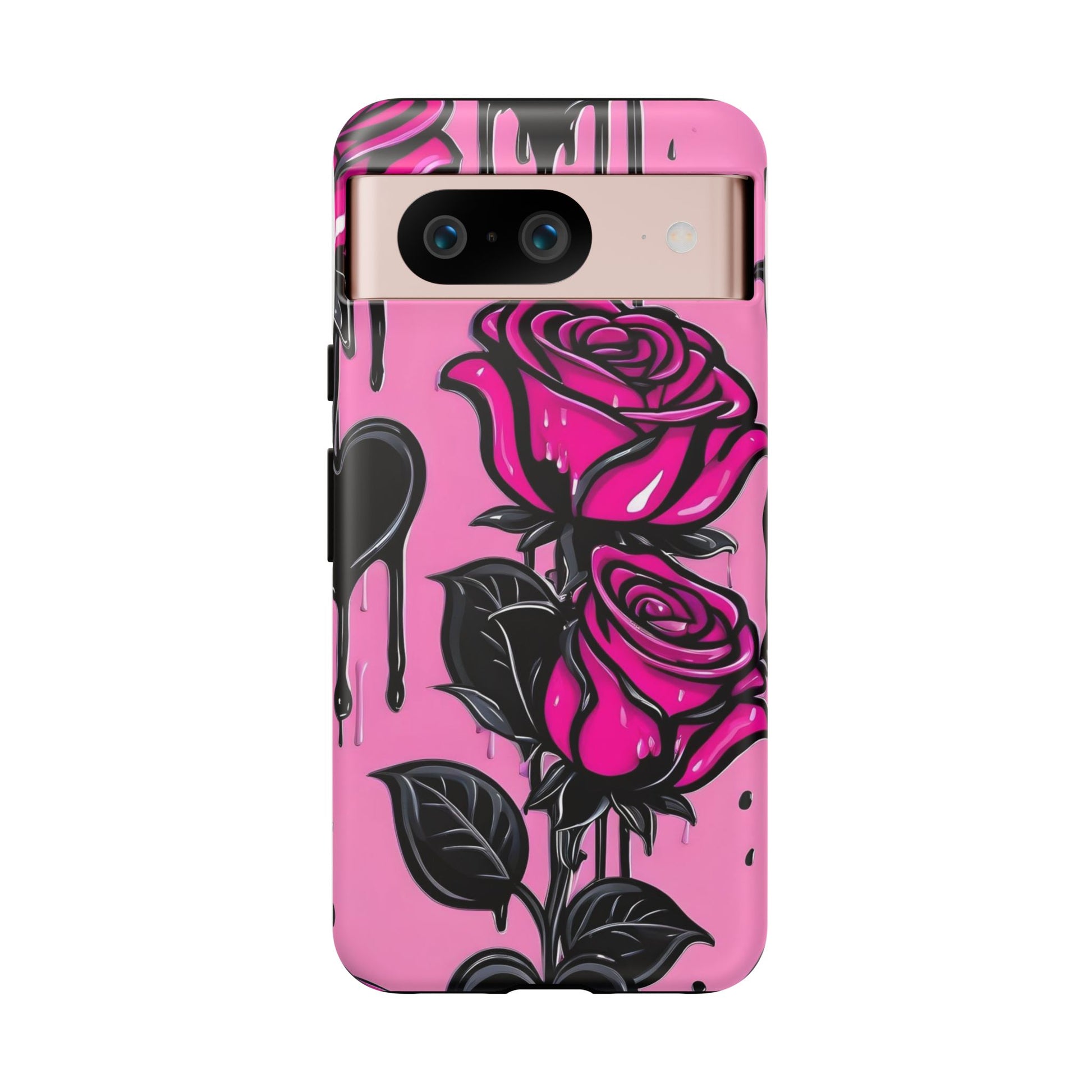Pink Rose Tough Girly Cases for iPhones, Samsung, and Pixel