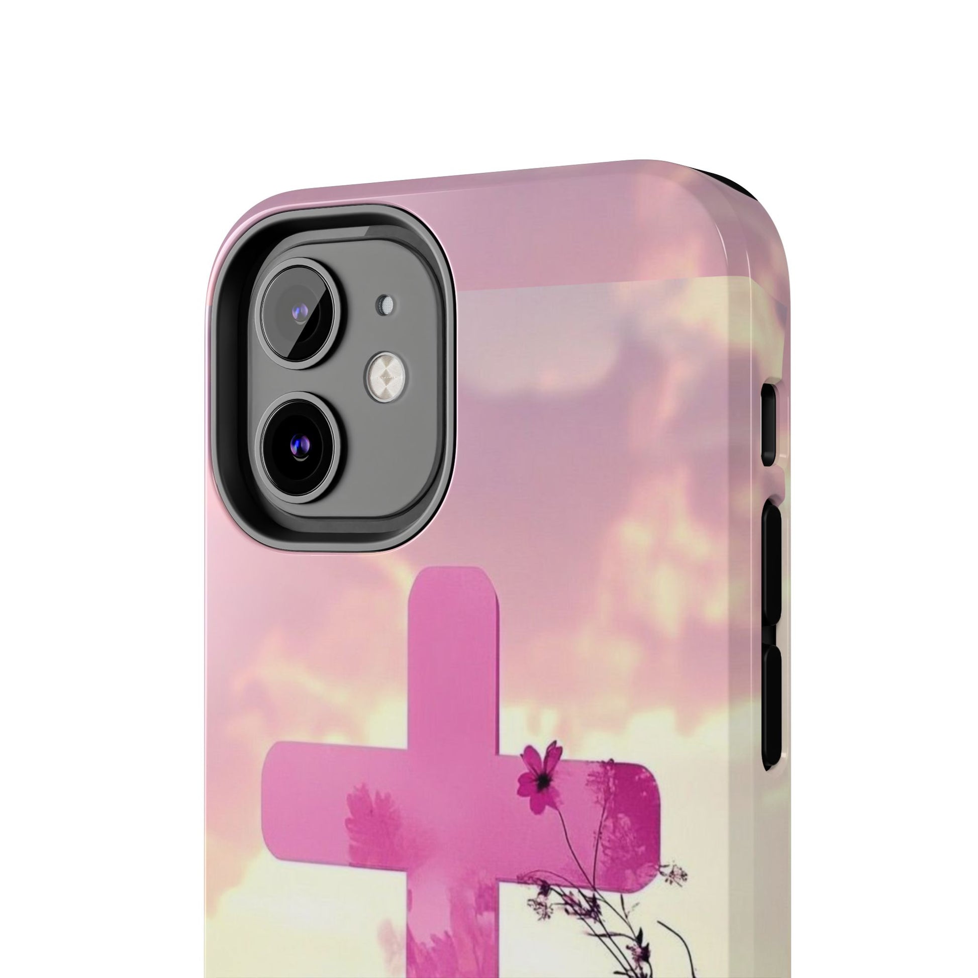 Pink Cross in Field Christian Theme Phone Cases for iPhones & Samsung Phones
