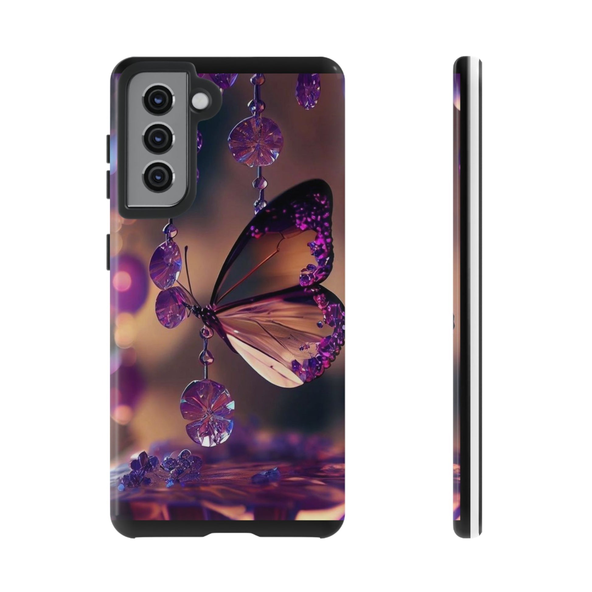 Purple Butterfly Tough Cases for iPhones, Samsung, and Pixel