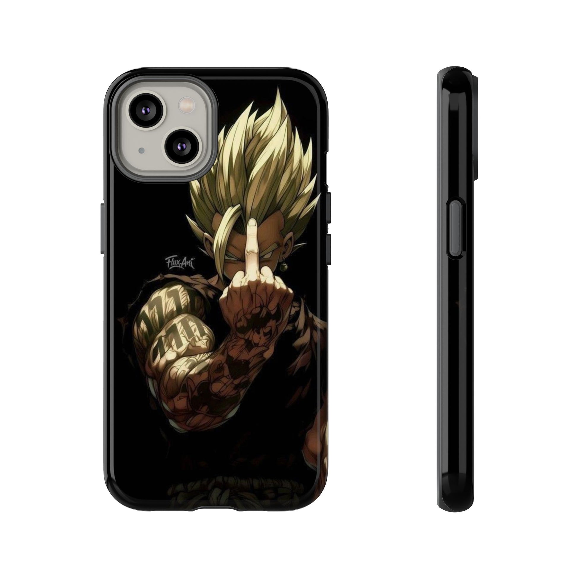Middle Finger SS Goku Dragon Ball Z Tough Cases for iPhones, Samsung, and Pixel