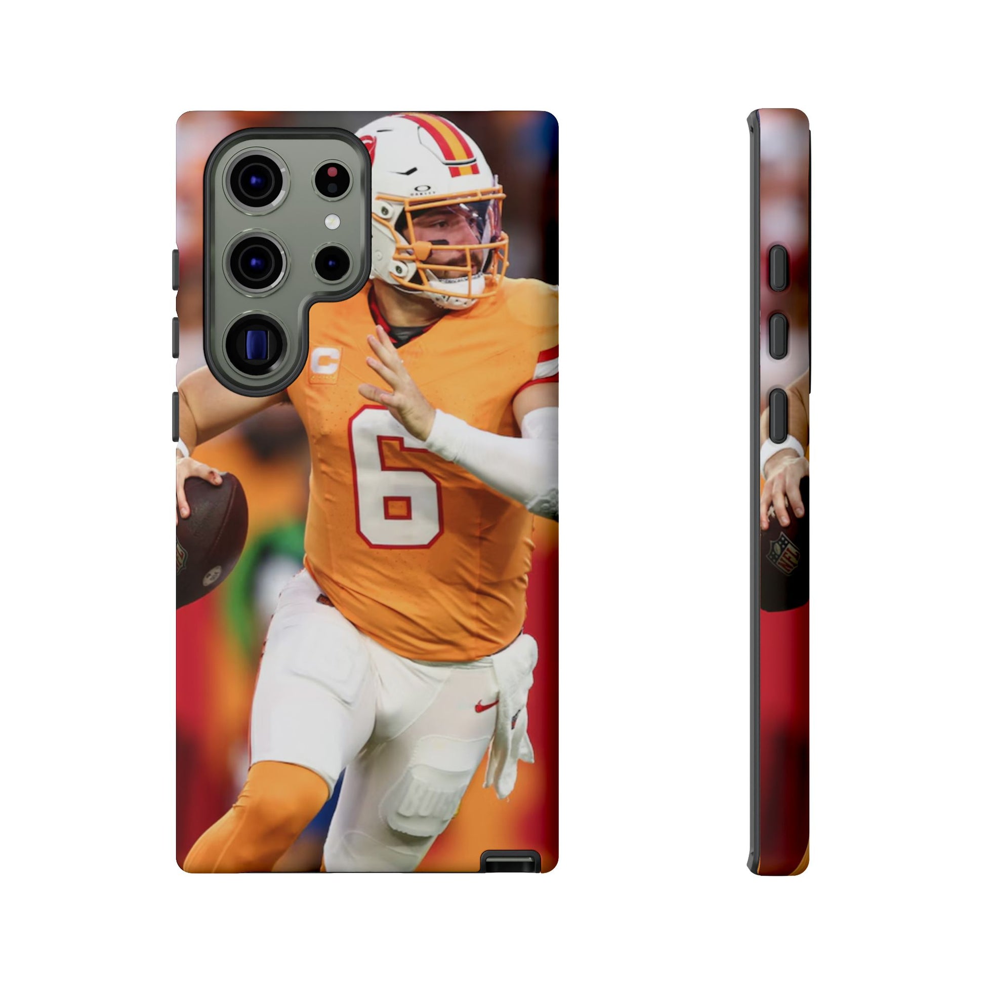 Tampa Bay Buccaneers Baker Mayfield Football Tough Cases for iPhones, Samsung, and Pixel