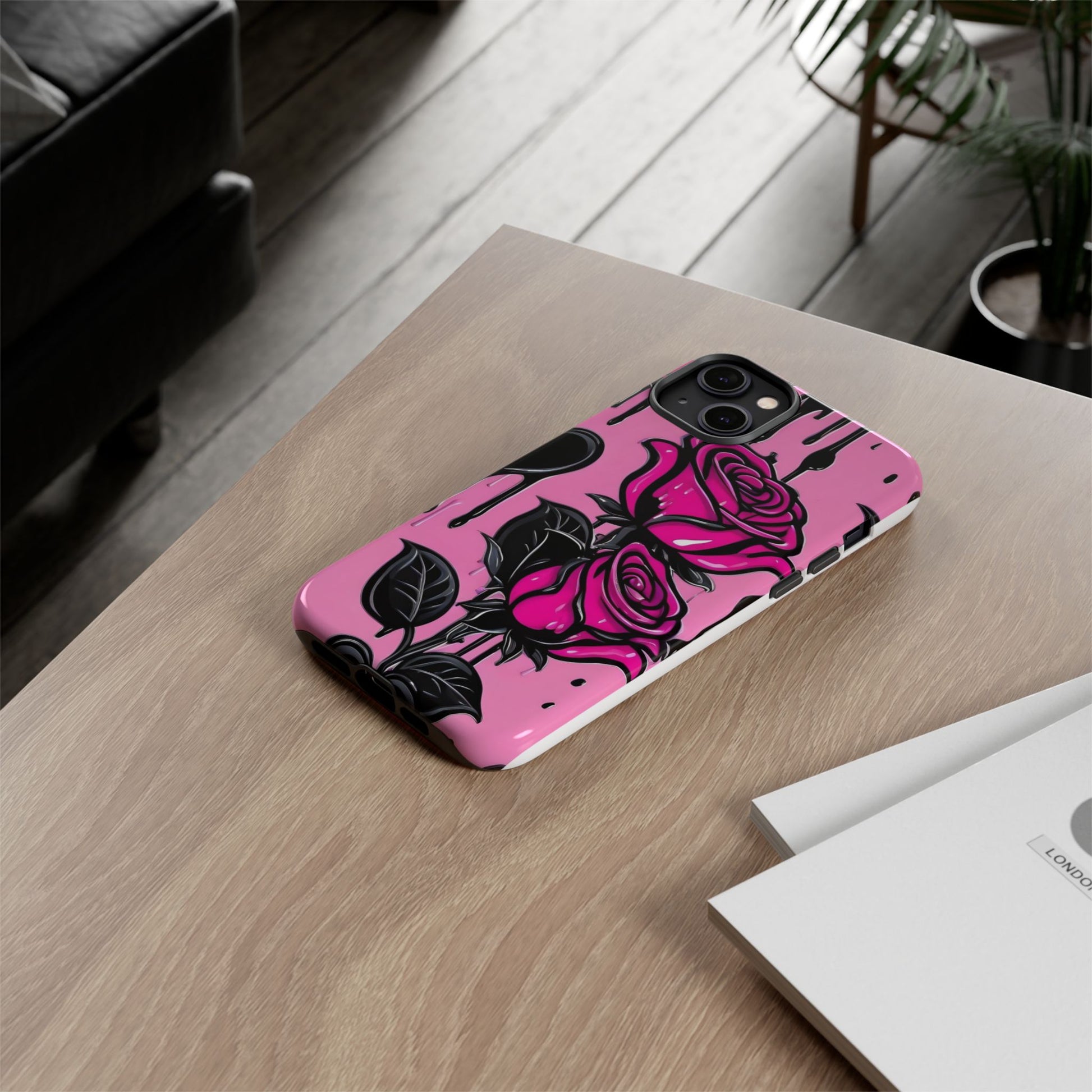 Pink Rose Tough Girly Cases for iPhones, Samsung, and Pixel