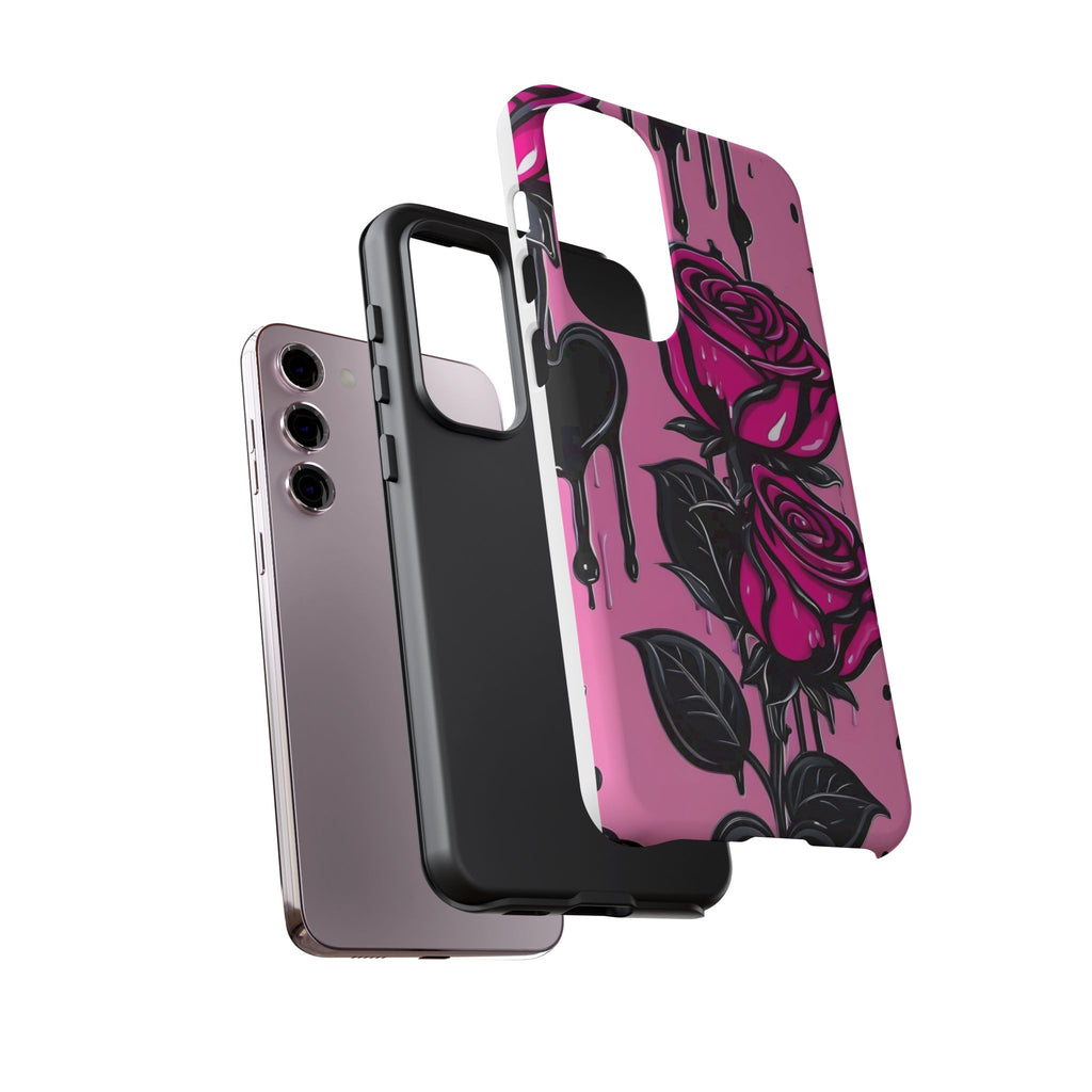 Pink Rose Tough Girly Cases for iPhones, Samsung, and Pixel