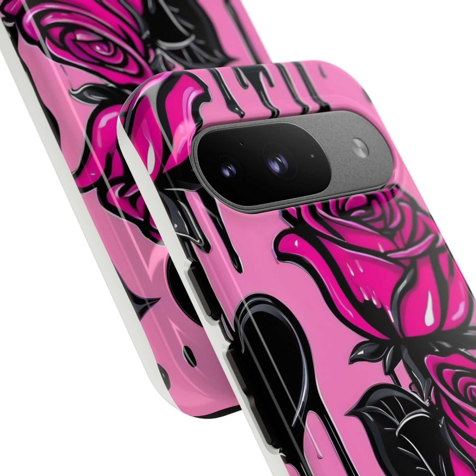 Pink Rose Tough Girly Cases for iPhones, Samsung, and Pixel