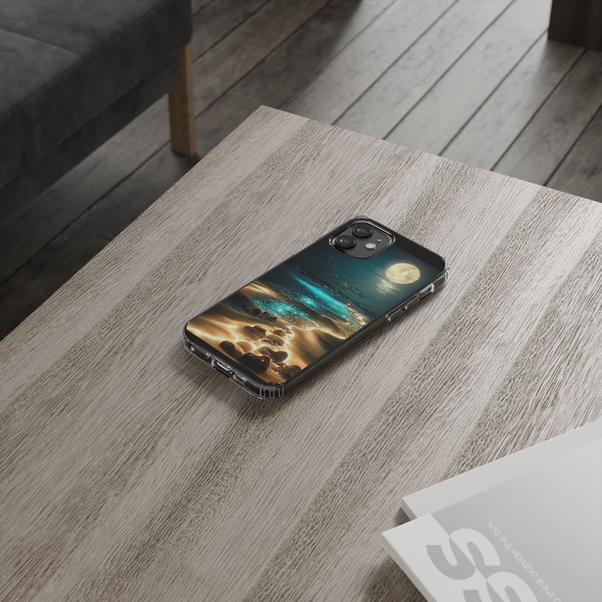 Neon Moonlight on the Beach Iphone, Samsung case