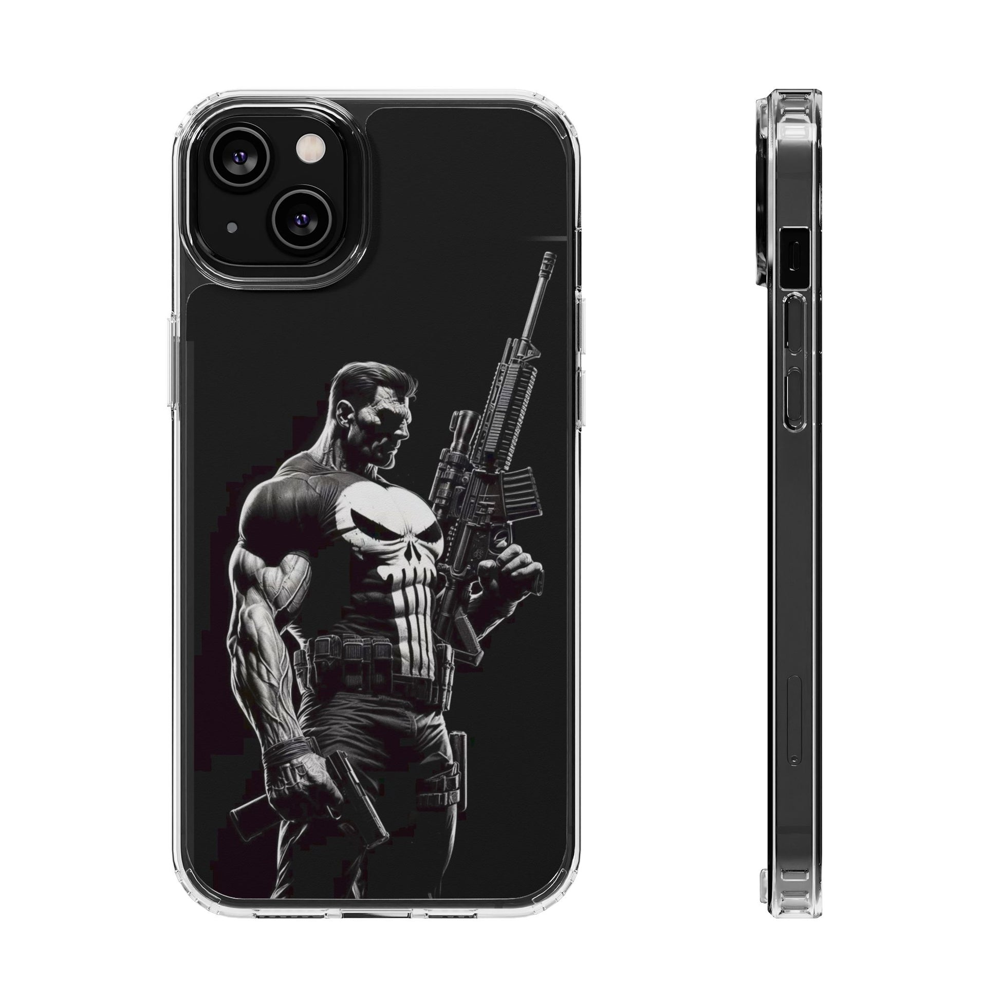 Phone Case, Comic book Inspired Design Punisher, Clear Phone Cover, Funny