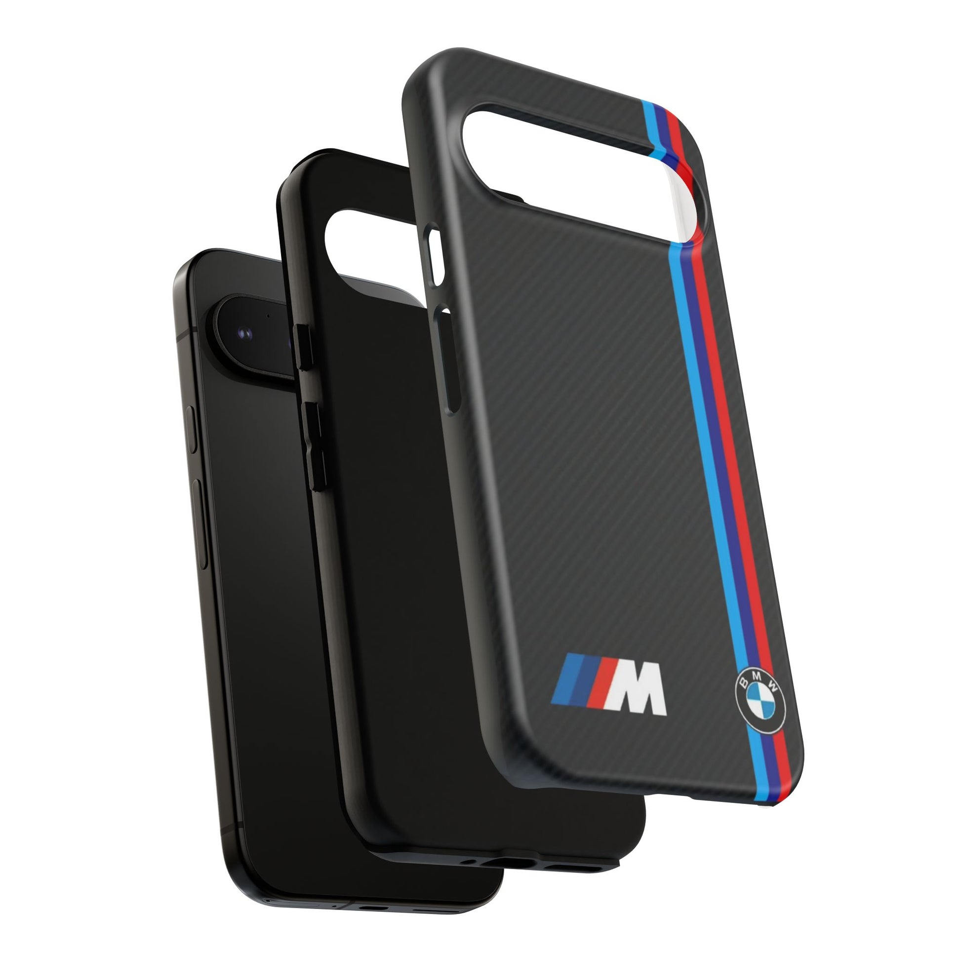 BMW M Stripes Carbon Fiber Design Tough Cases for iPhones, Samsung, and Pixel