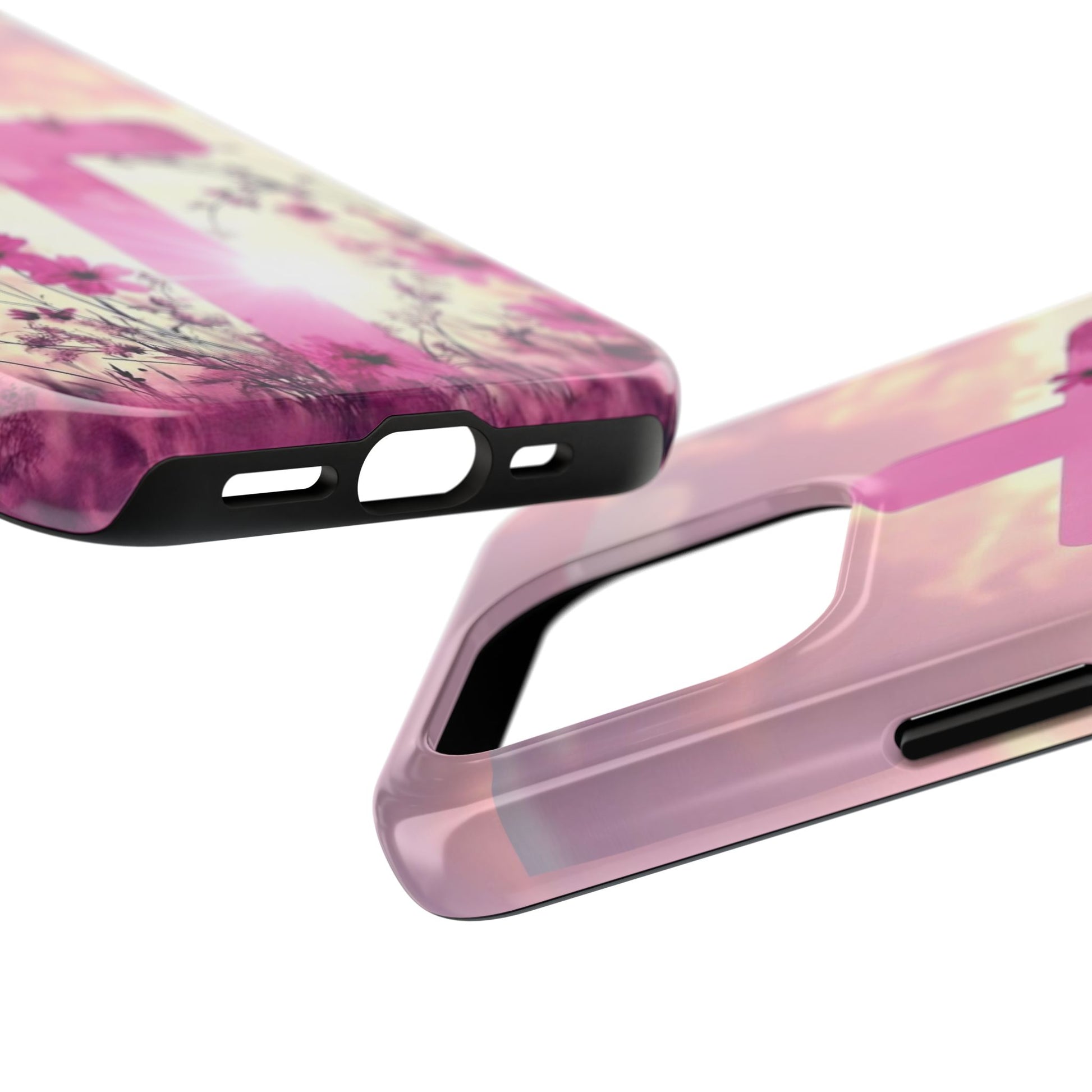 Pink Cross in Field Christian Theme Phone Cases for iPhones & Samsung Phones