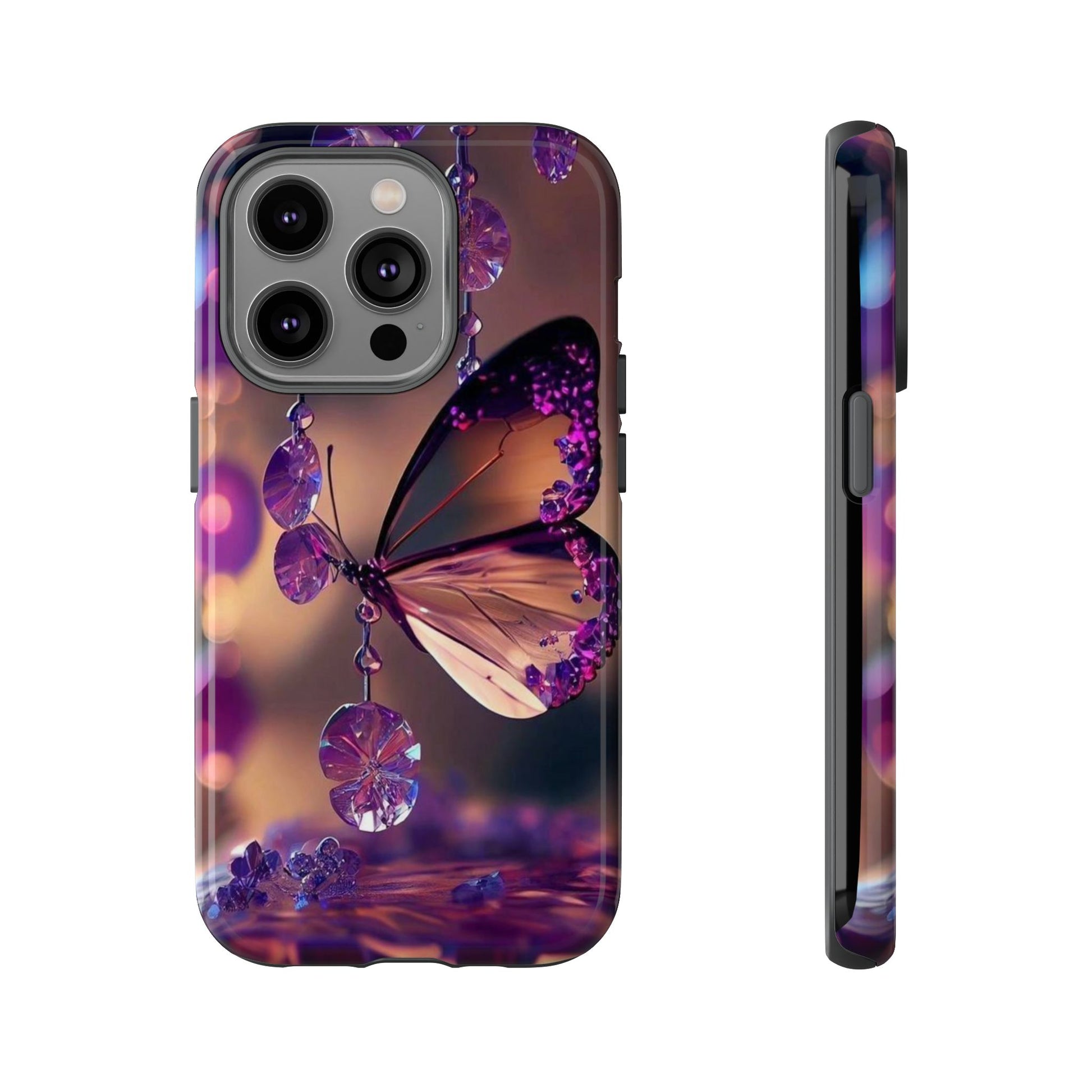 Purple Butterfly Tough Cases for iPhones, Samsung, and Pixel