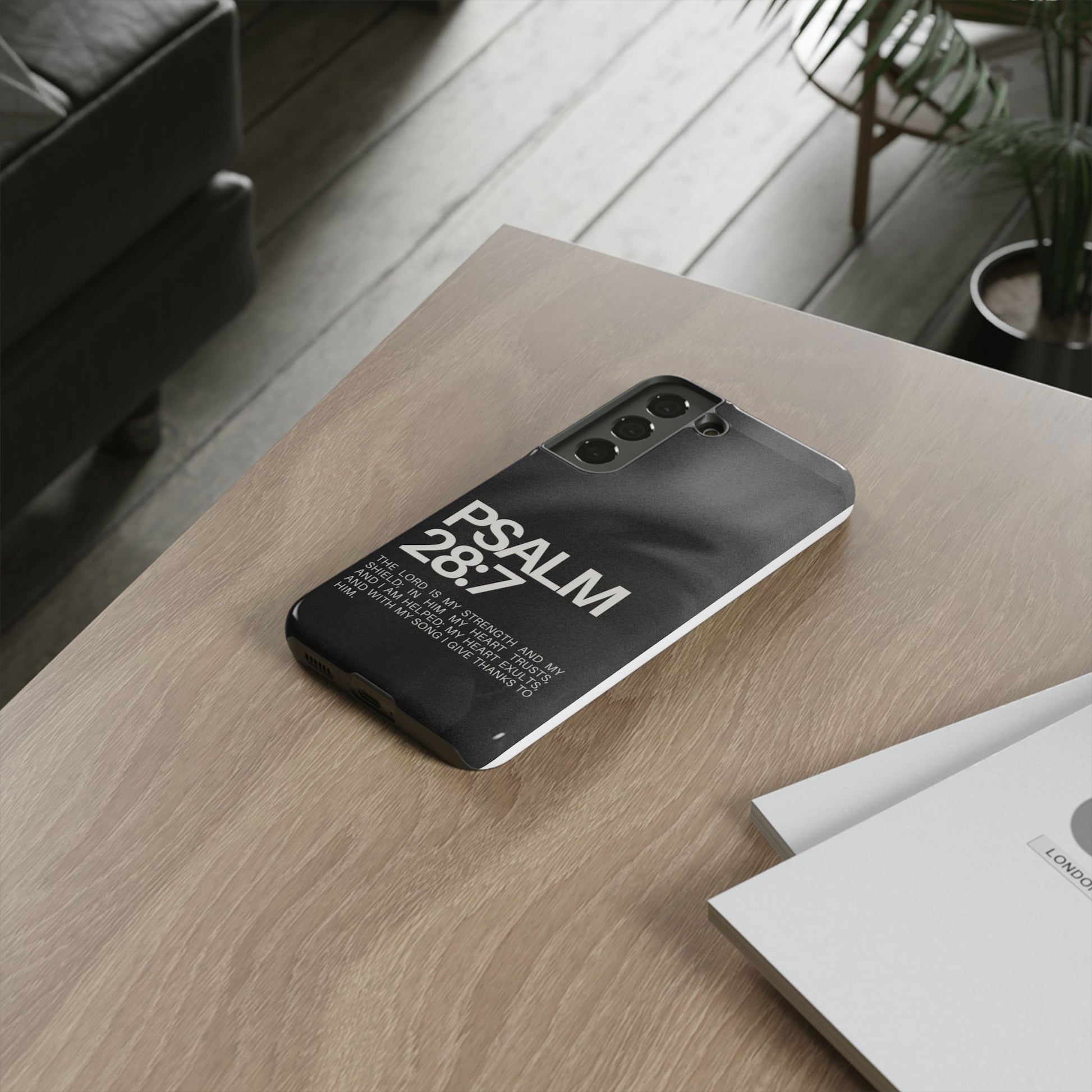 Christian Themed Psalms 28:7 Phone Case, Tough Cases for iPhones, Samsung, and Pixel