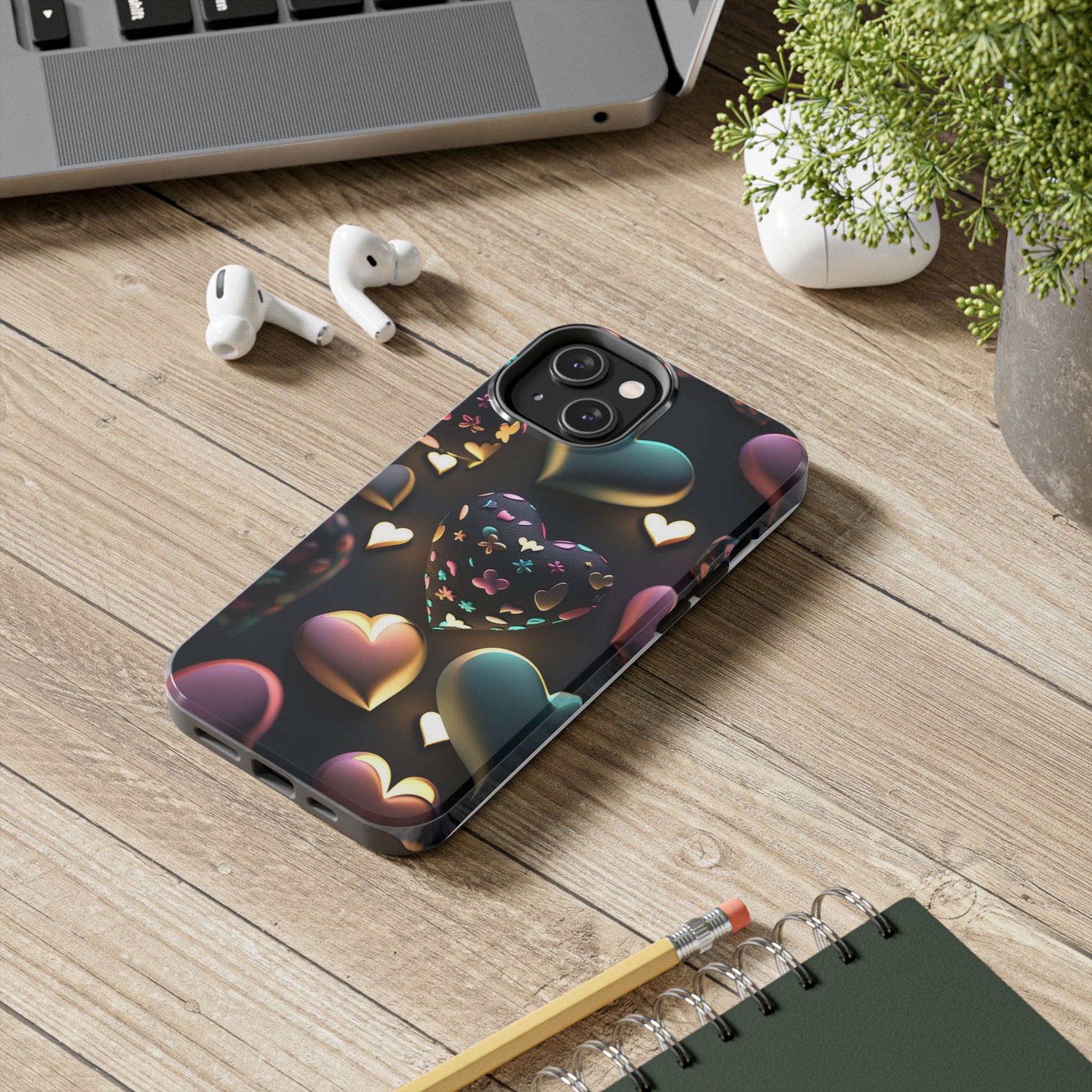 Floating Hearts Themed Tough Phone Cases for Iphones & Samsung Phones
