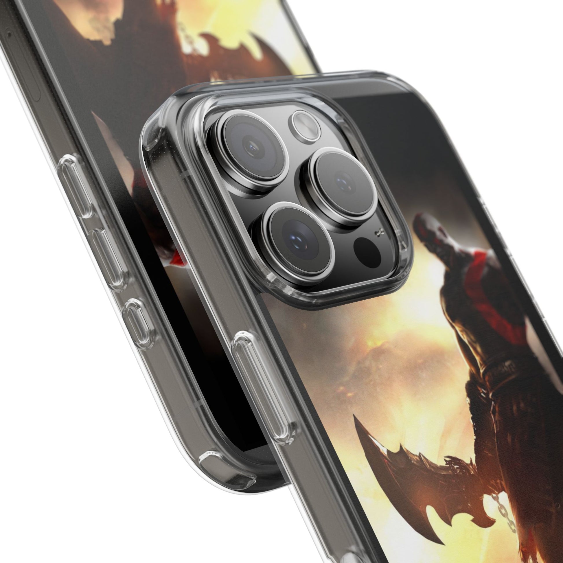 Phone Case, Gaming Inspired War God Clear Case for Gamers, PS4 Fans,