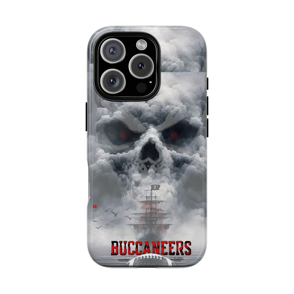 Skull Pirate Ship Football Buccaneers Tough Cases for iPhones, Samsung, and Pixel