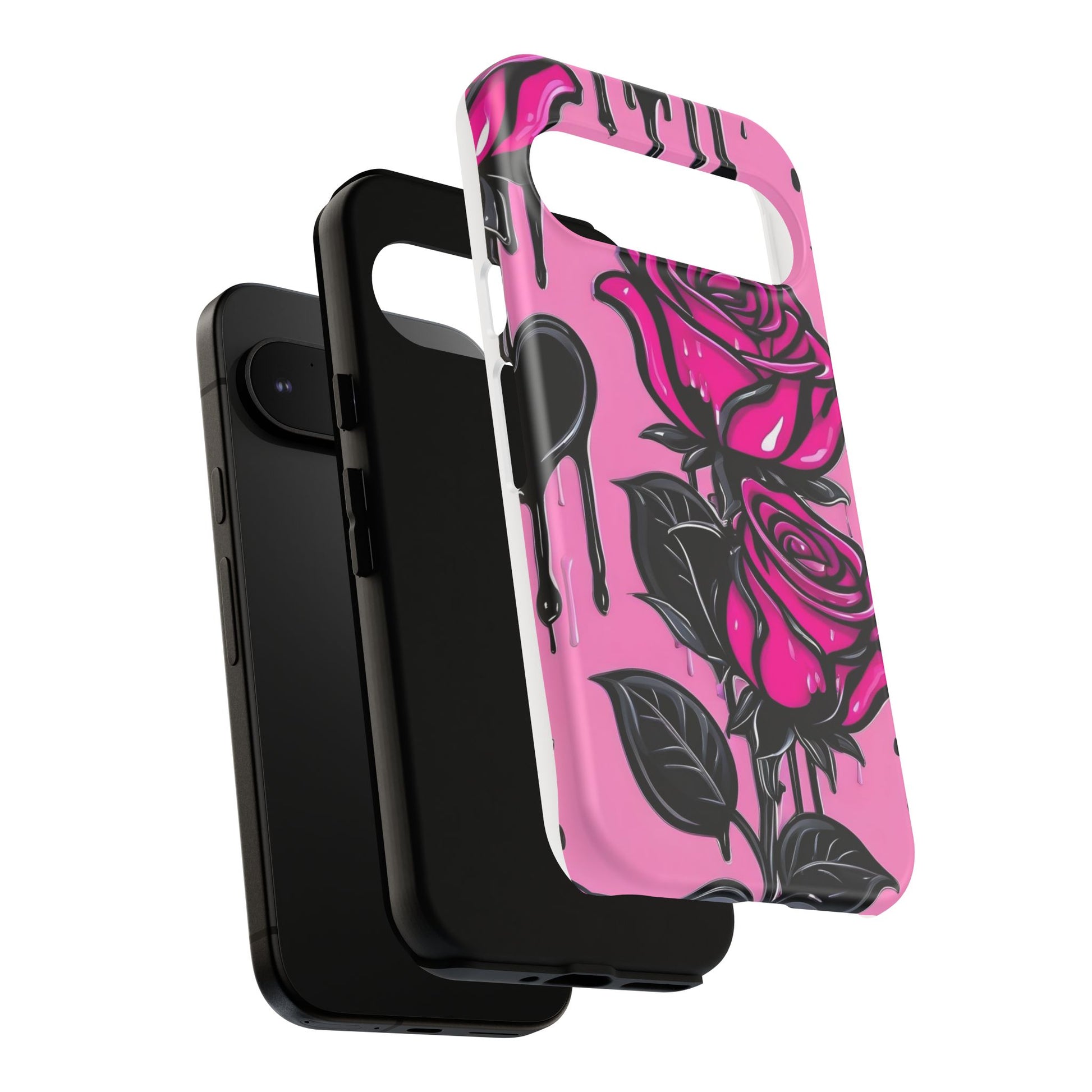 Pink Rose Tough Girly Cases for iPhones, Samsung, and Pixel