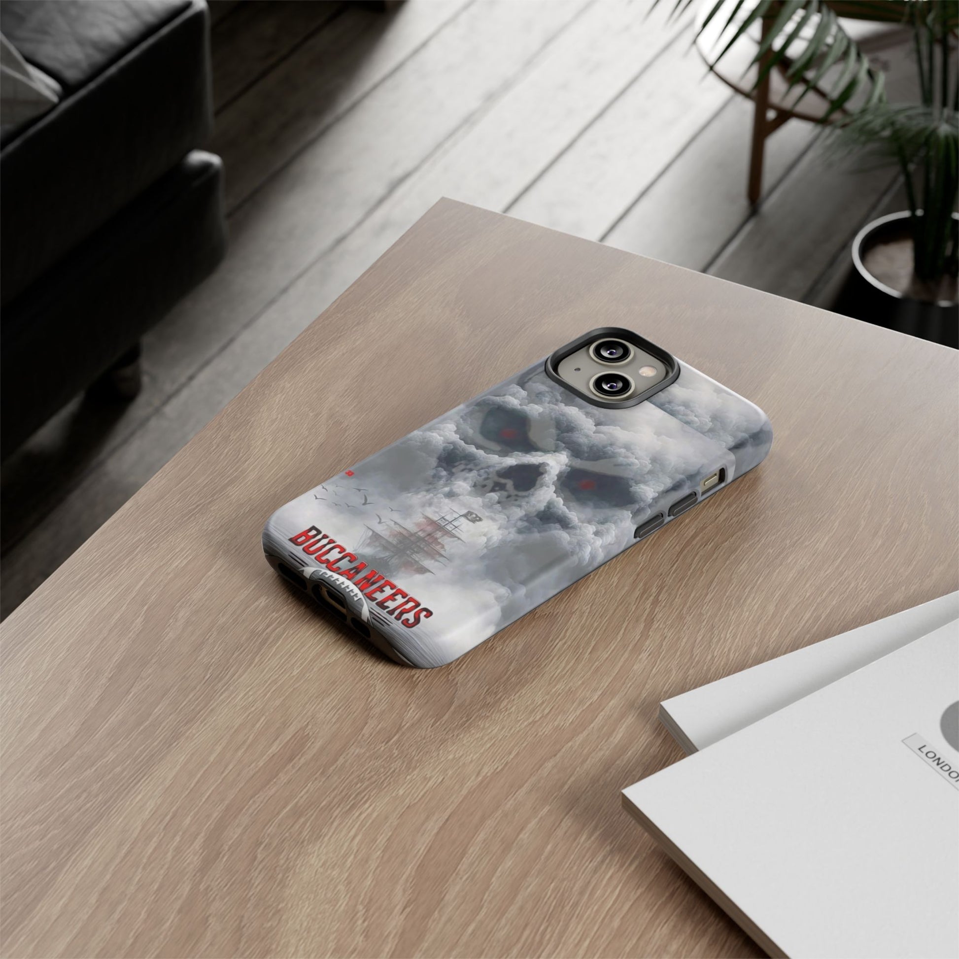 Skull Pirate Ship Football Buccaneers Tough Cases for iPhones, Samsung, and Pixel