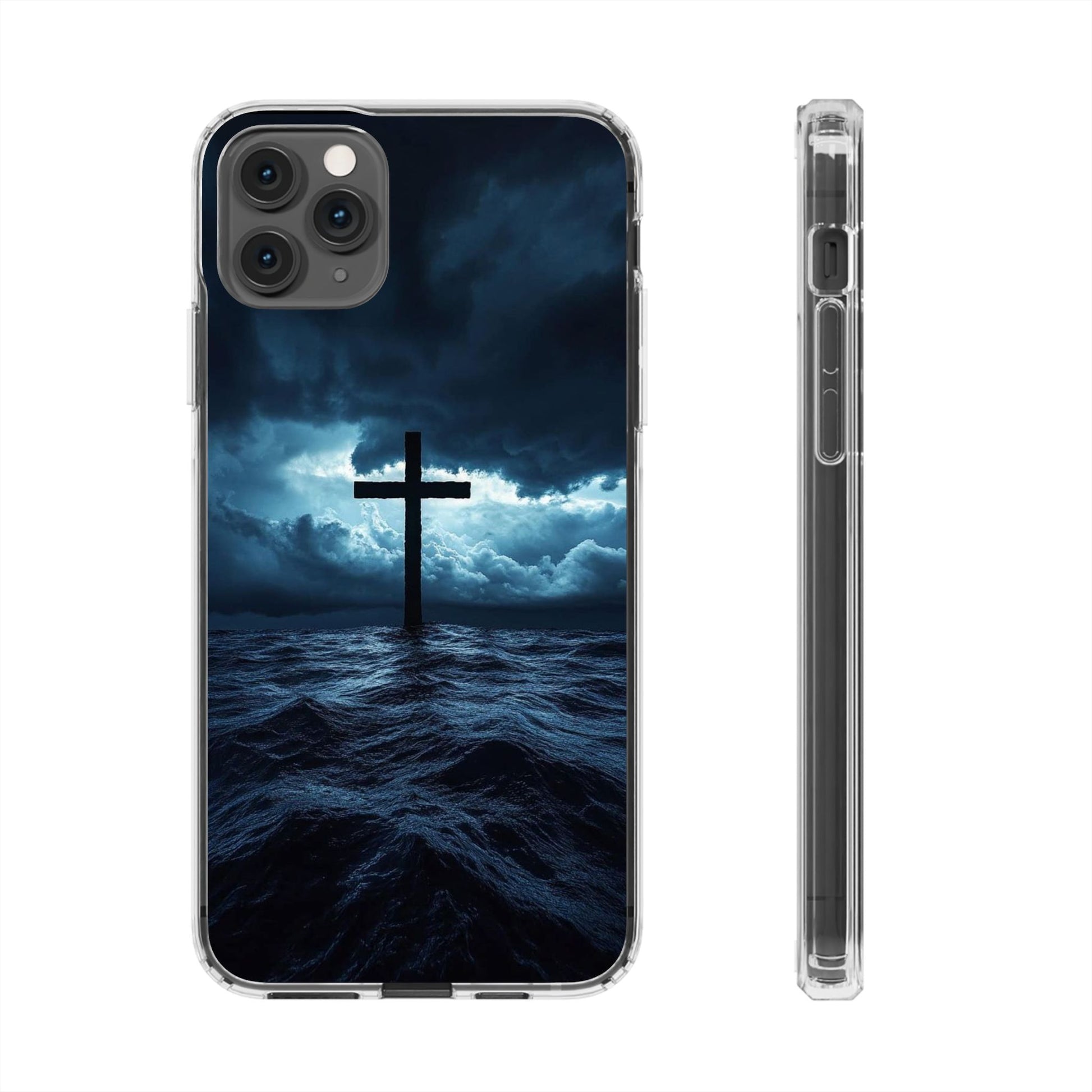 Christian Cross Storm Clear Case - Religious iPhone Samsung Cover, Faith Phone