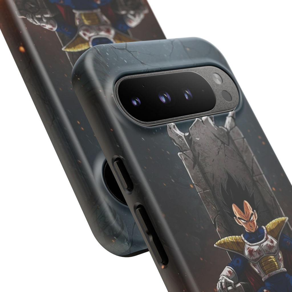 Vegeta on Throne DBZ Theme Tough Cases for iPhones, Samsung, and Pixel