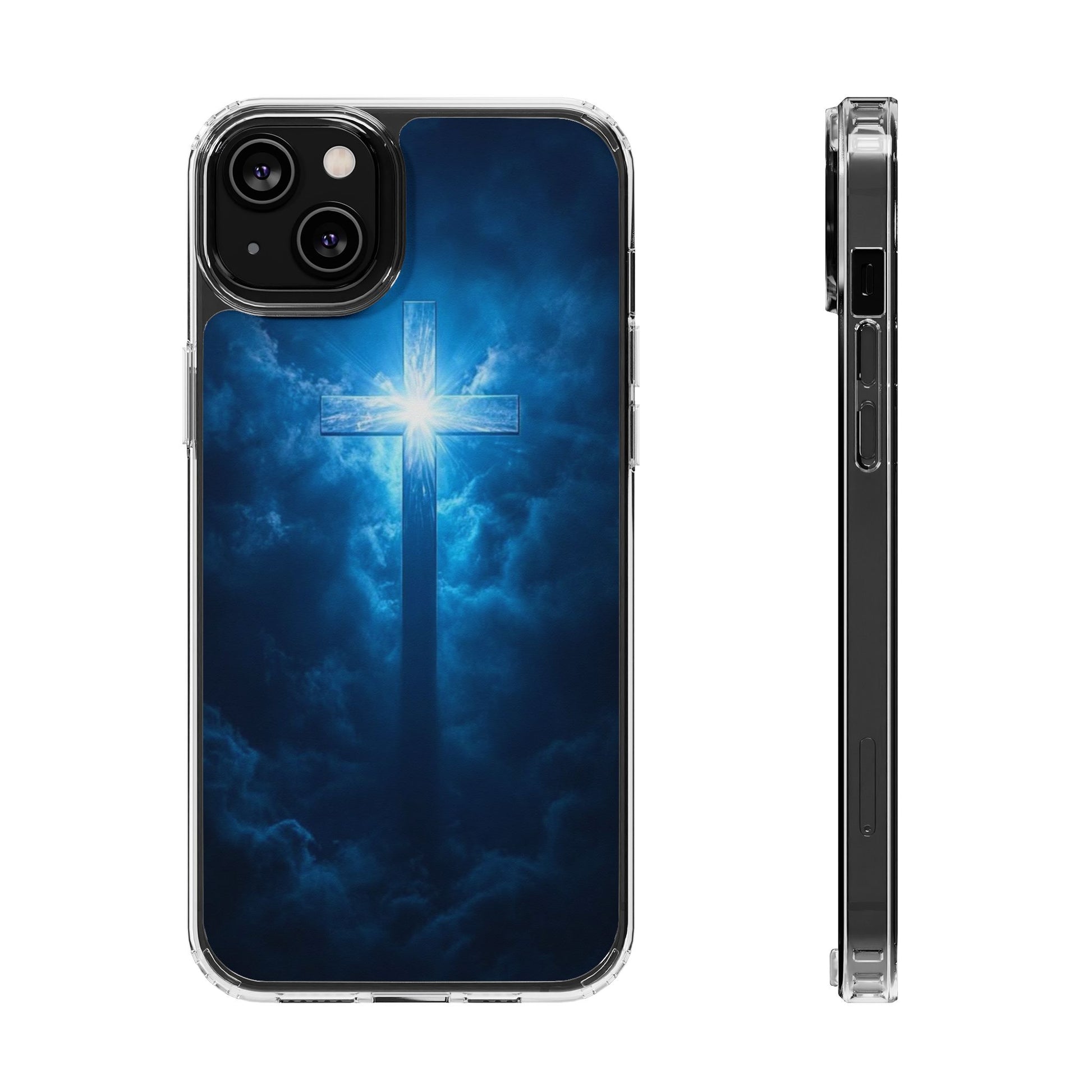 Religious Phone Case, Christian Cross in Clouds Art, Phone Accessories, Samsung