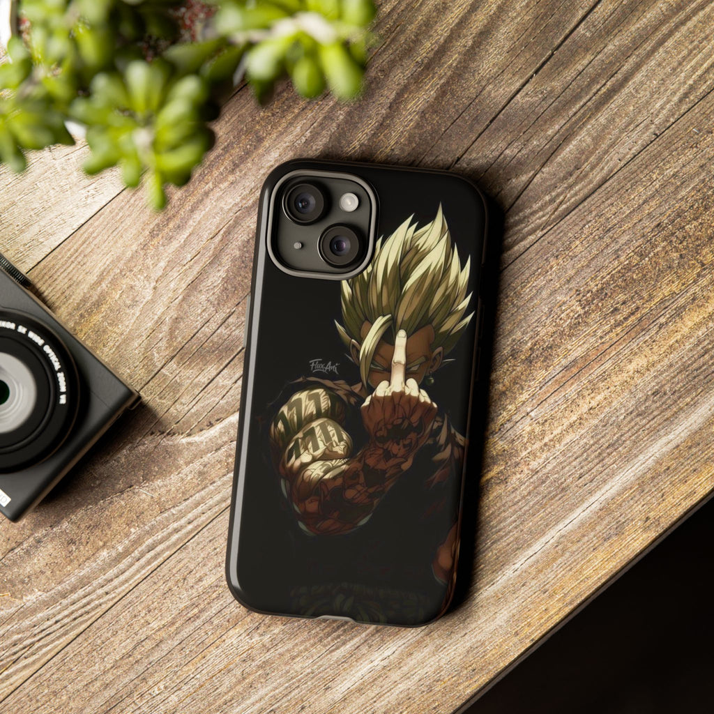 Middle Finger SS Goku Dragon Ball Z Tough Cases for iPhones, Samsung, and Pixel
