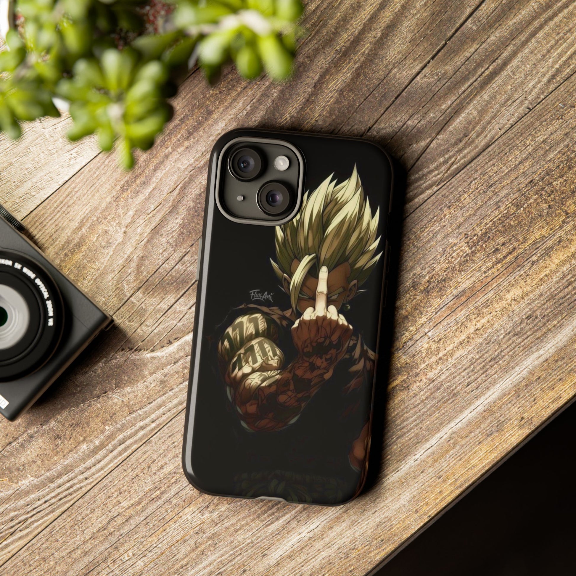 Middle Finger SS Goku Dragon Ball Z Tough Cases for iPhones, Samsung, and Pixel