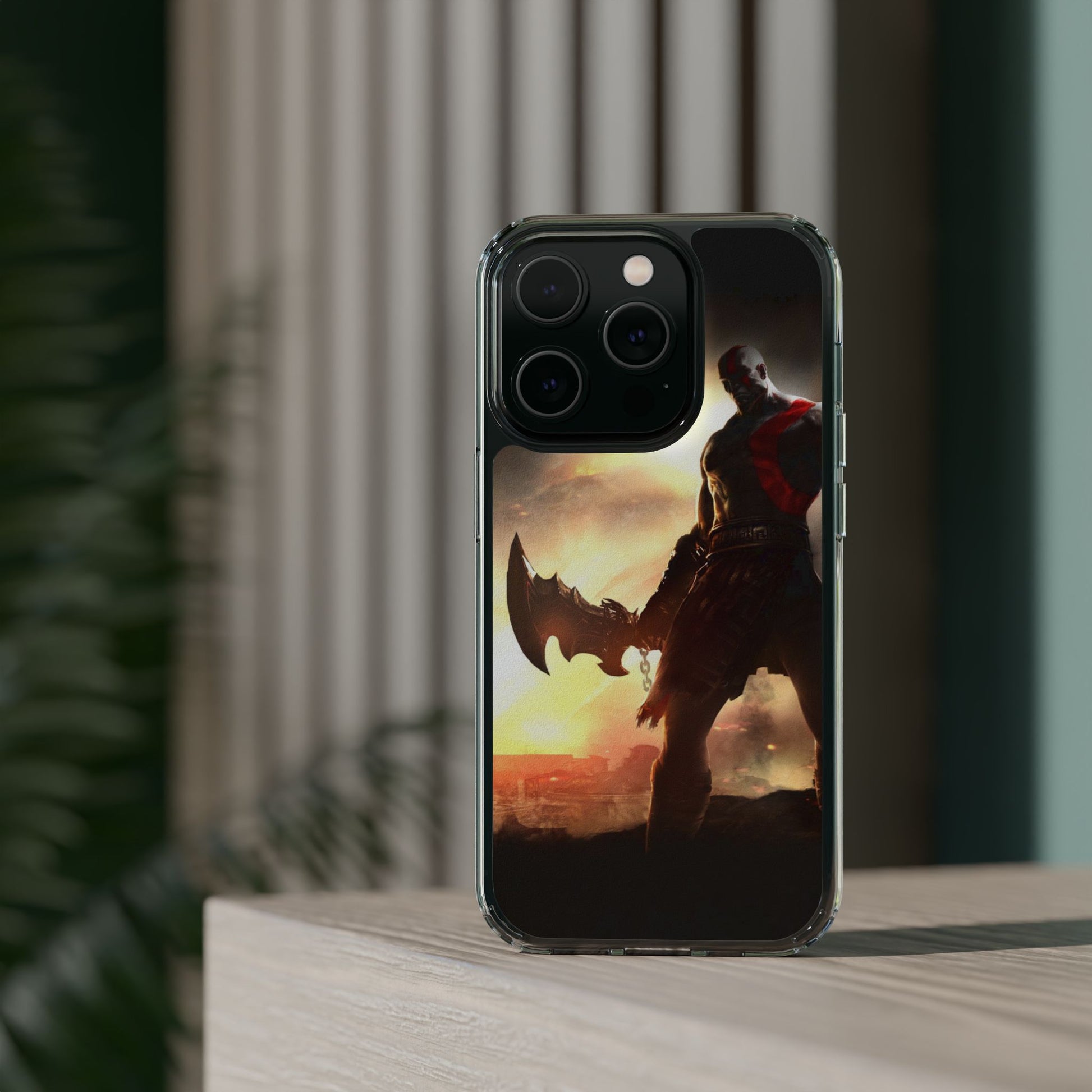 Phone Case, Gaming Inspired War God Clear Case for Gamers, PS4 Fans,