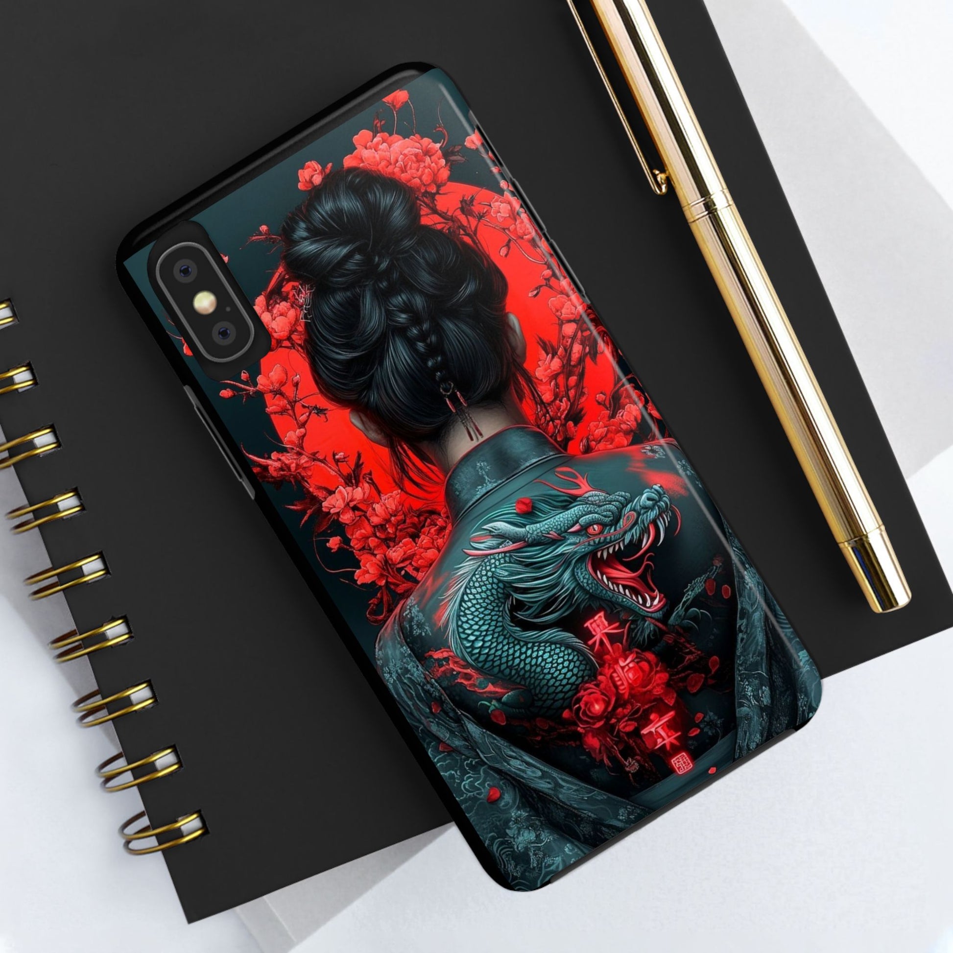 Dragon Geisha Japanese Design Phone Cases for iPhone & Samsung Galaxy Phones