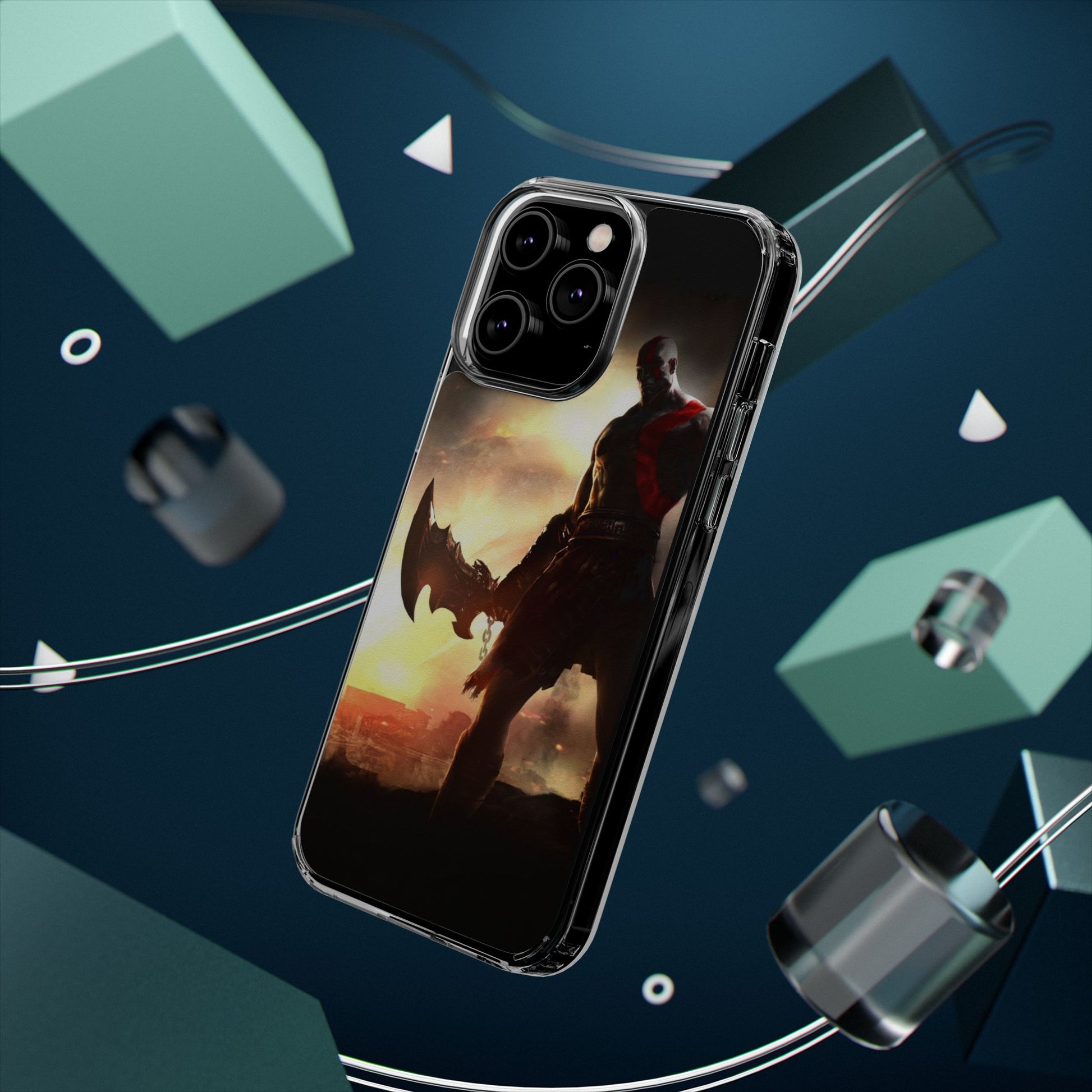 Phone Case, Gaming Inspired War God Clear Case for Gamers, PS4 Fans,