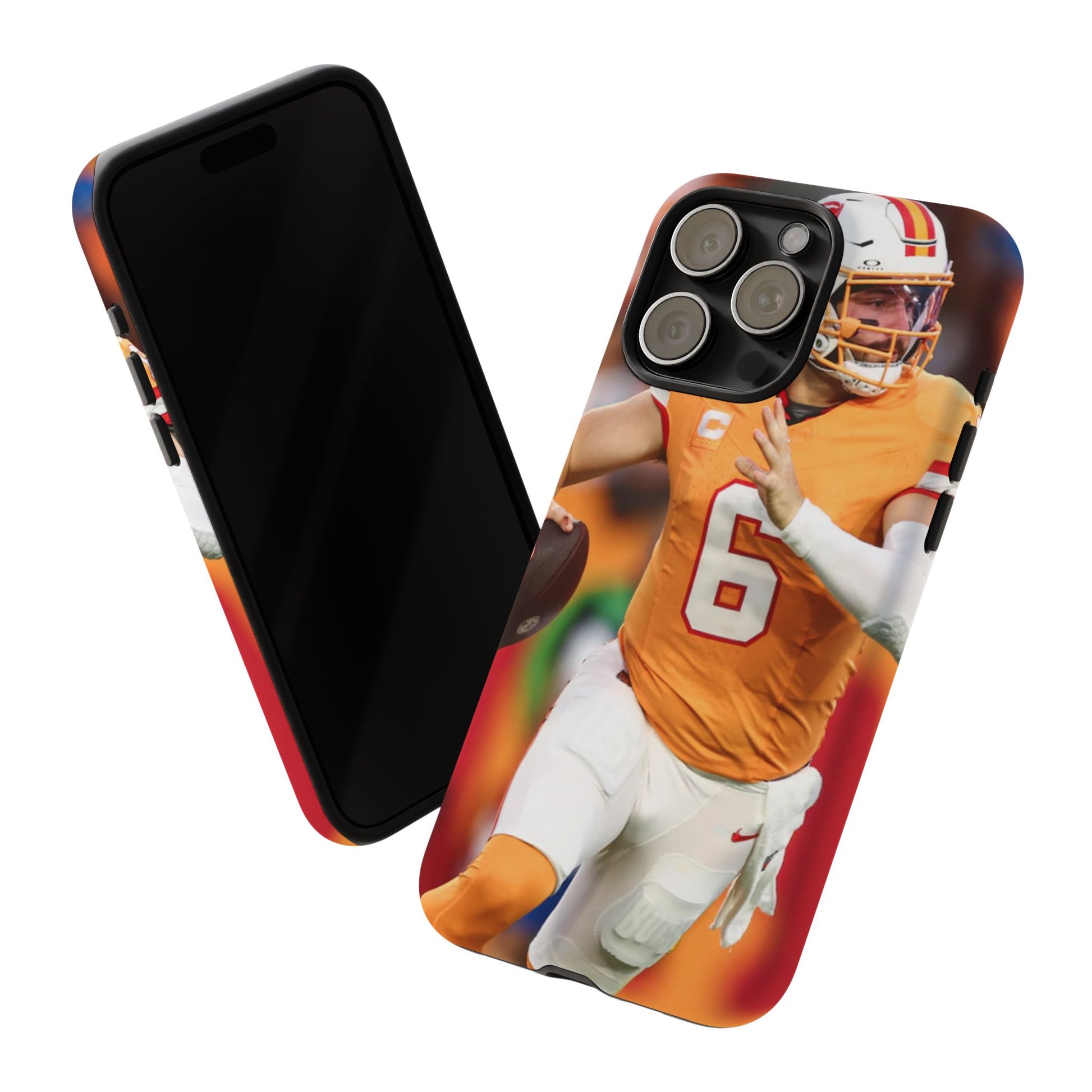 Tampa Bay Buccaneers Baker Mayfield Football Tough Cases for iPhones, Samsung, and Pixel