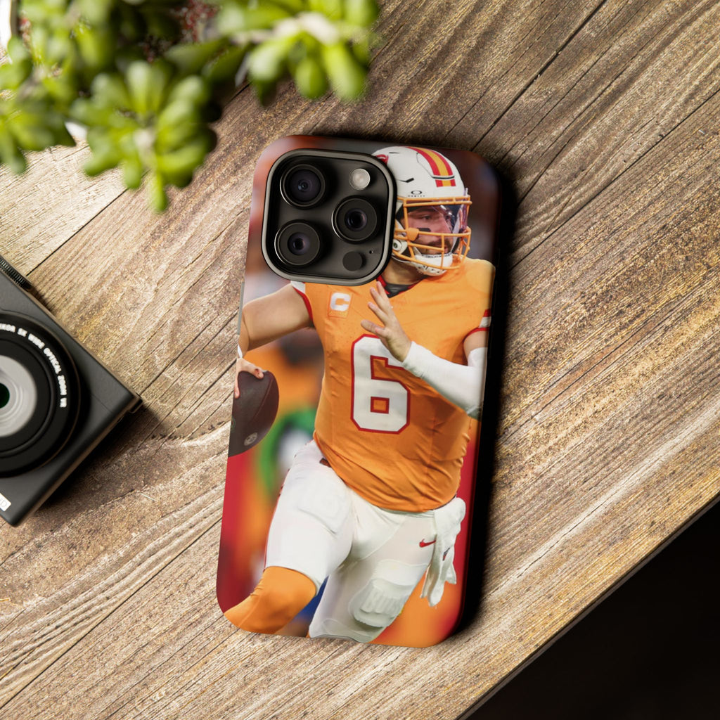 Tampa Bay Buccaneers Baker Mayfield Football Tough Cases for iPhones, Samsung, and Pixel