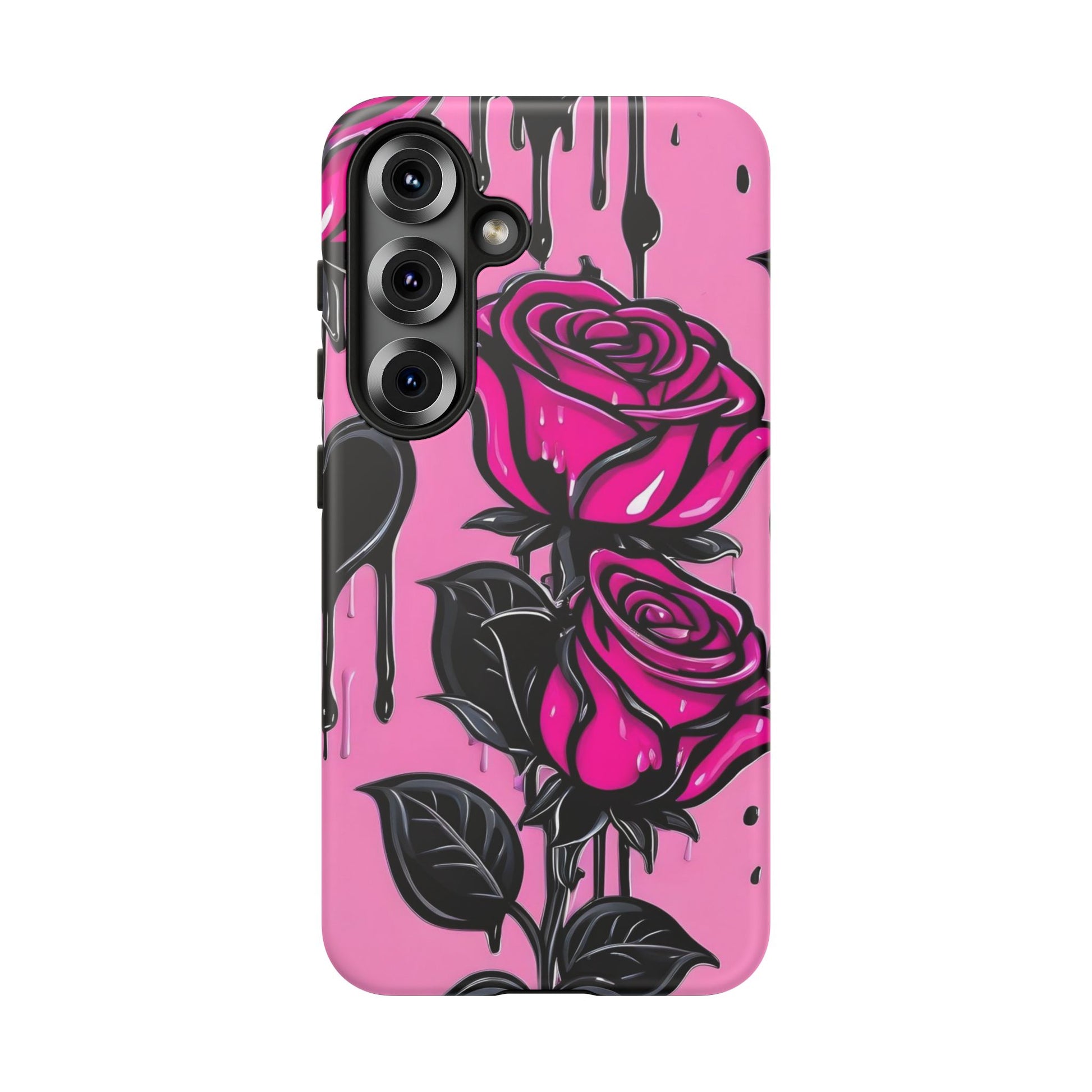 Pink Rose Tough Girly Cases for iPhones, Samsung, and Pixel
