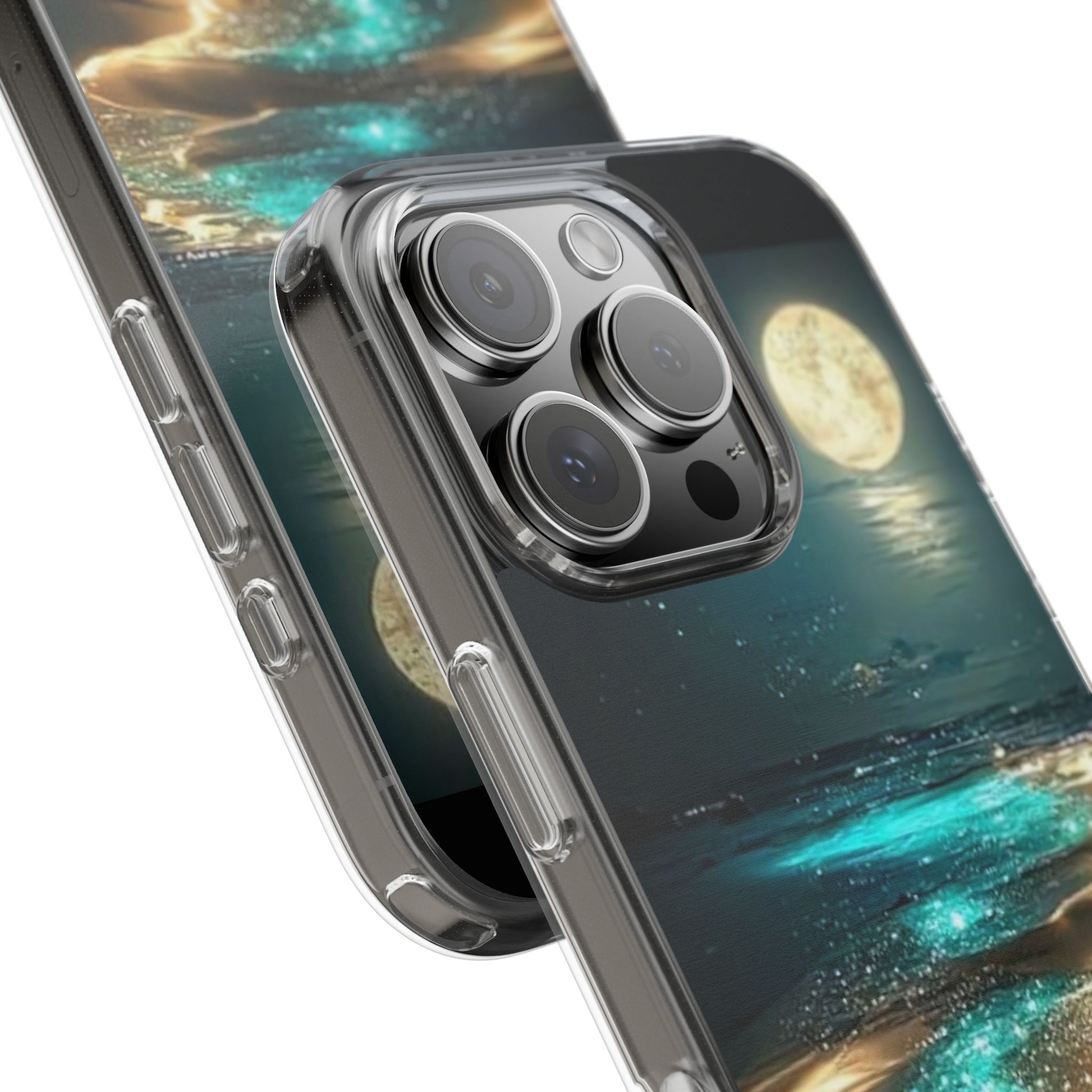 Neon Moonlight on the Beach Iphone, Samsung case