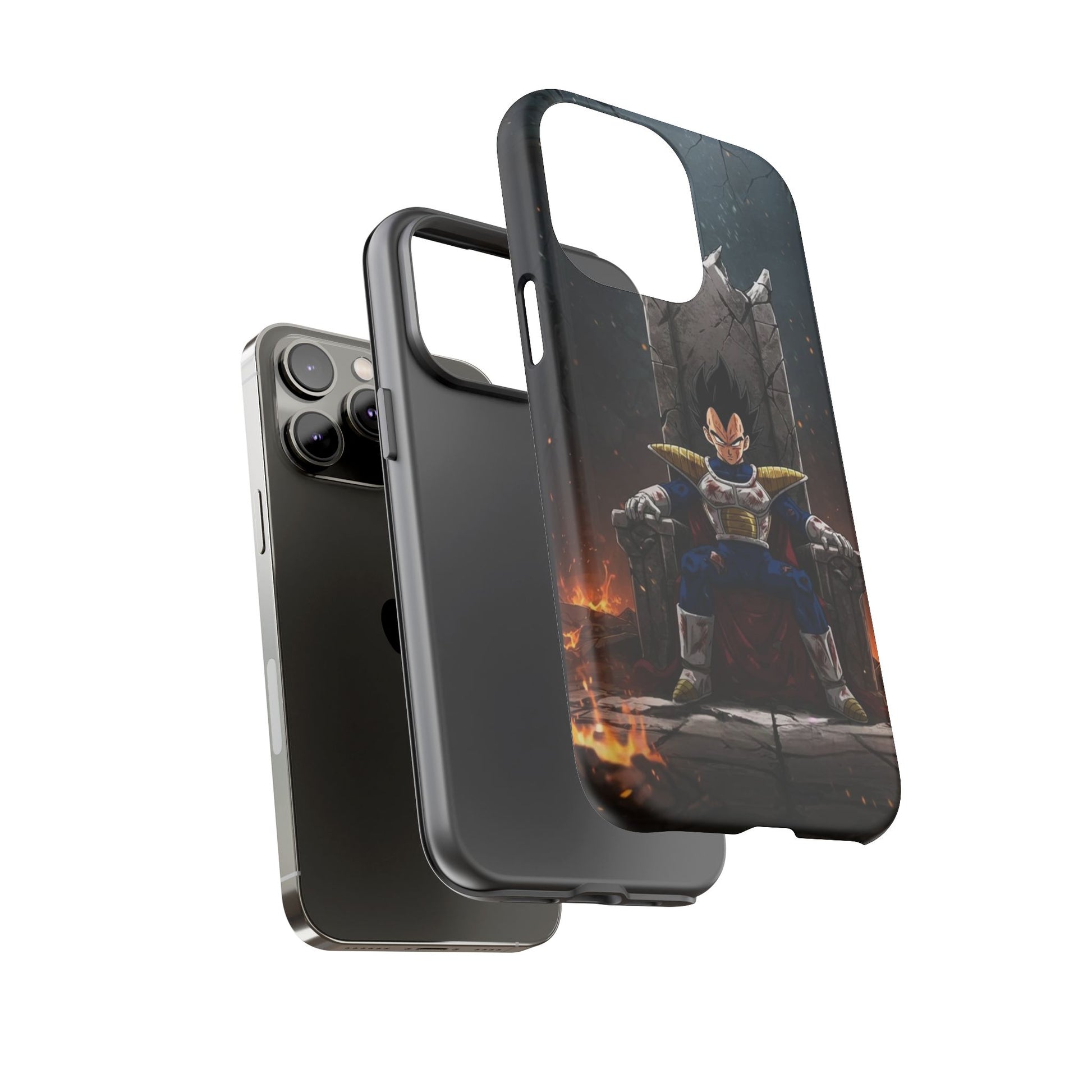 Vegeta on Throne DBZ Theme Tough Cases for iPhones, Samsung, and Pixel