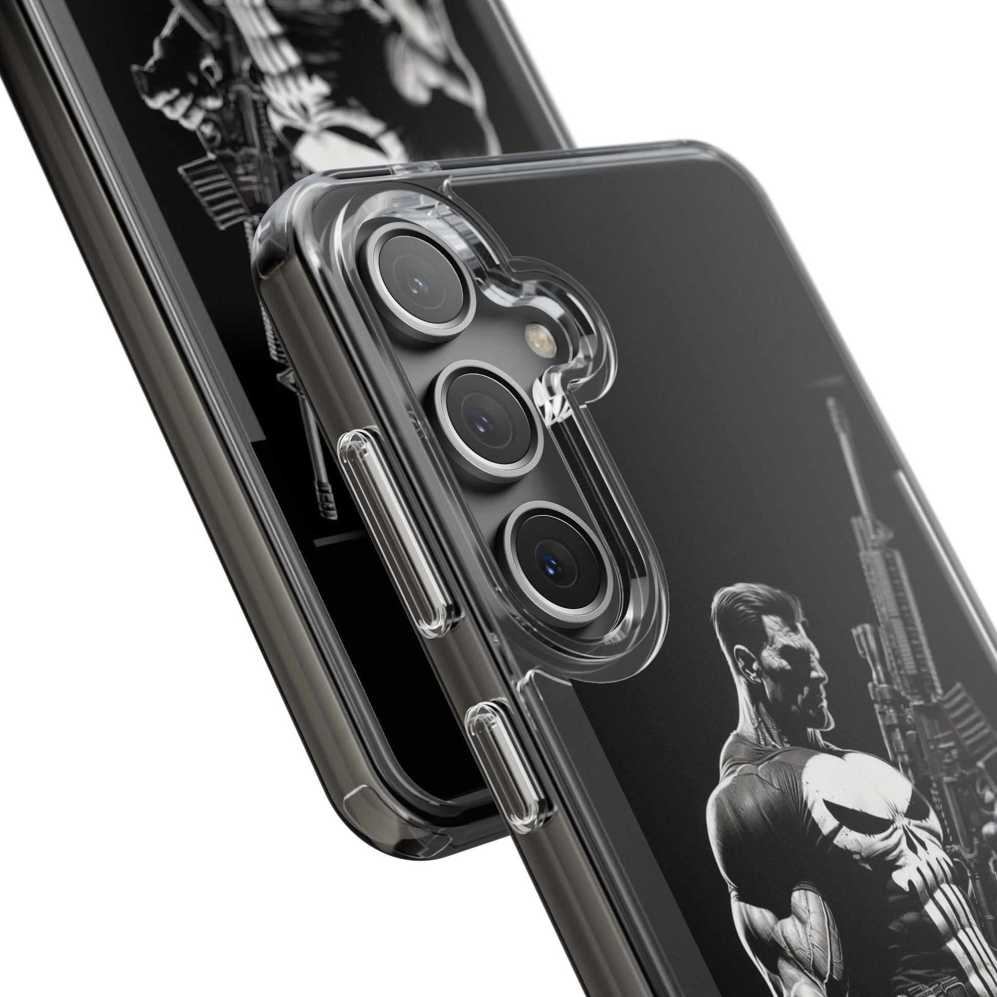 Phone Case, Comic book Inspired Design Punisher, Clear Phone Cover, Funny