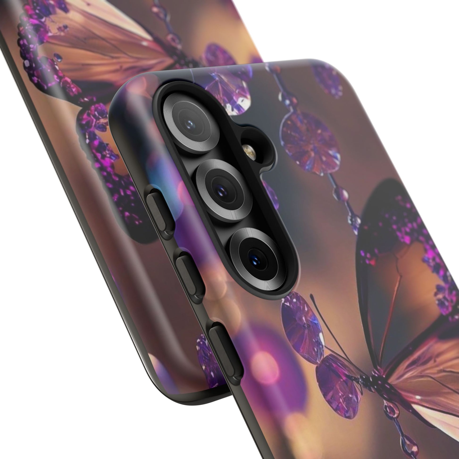 Purple Butterfly Tough Cases for iPhones, Samsung, and Pixel