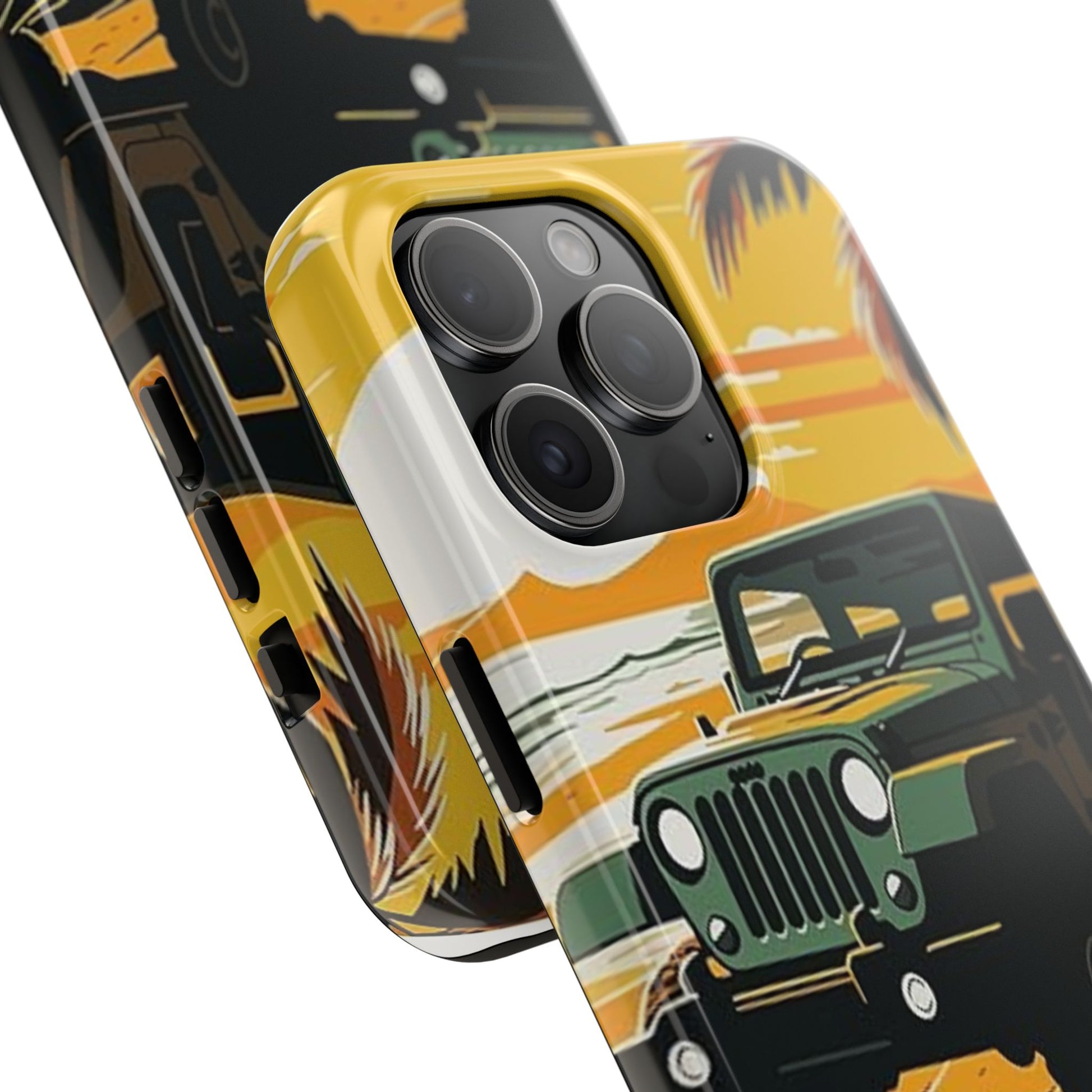 Jeep on Beach Artistic Tough Phone Cases for Iphones & Samsung Phones Durable